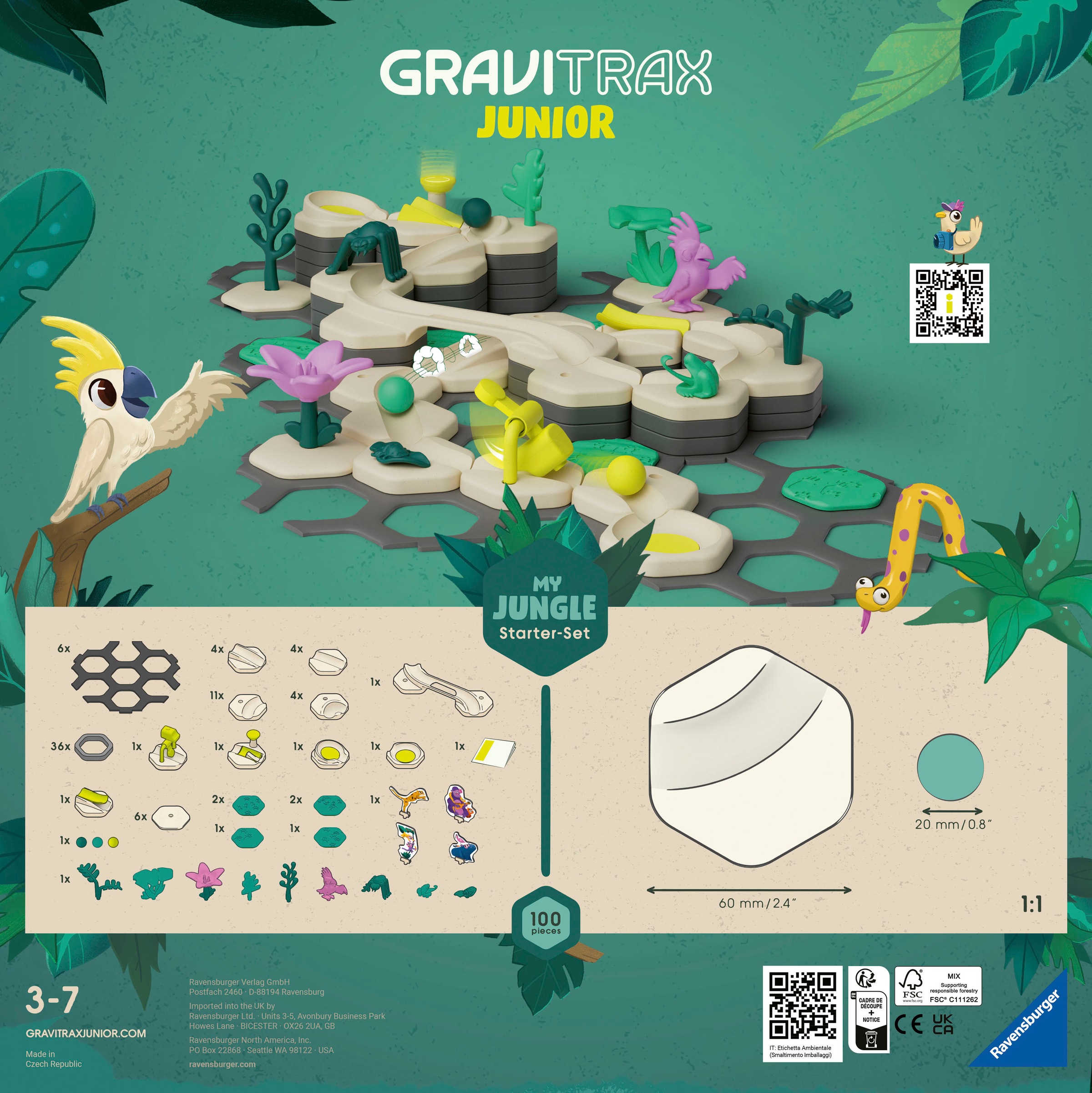 Ravensburger Kugelbahn-Bausatz »GraviTrax Junior Starter-Set Jungle«, Made in Europe