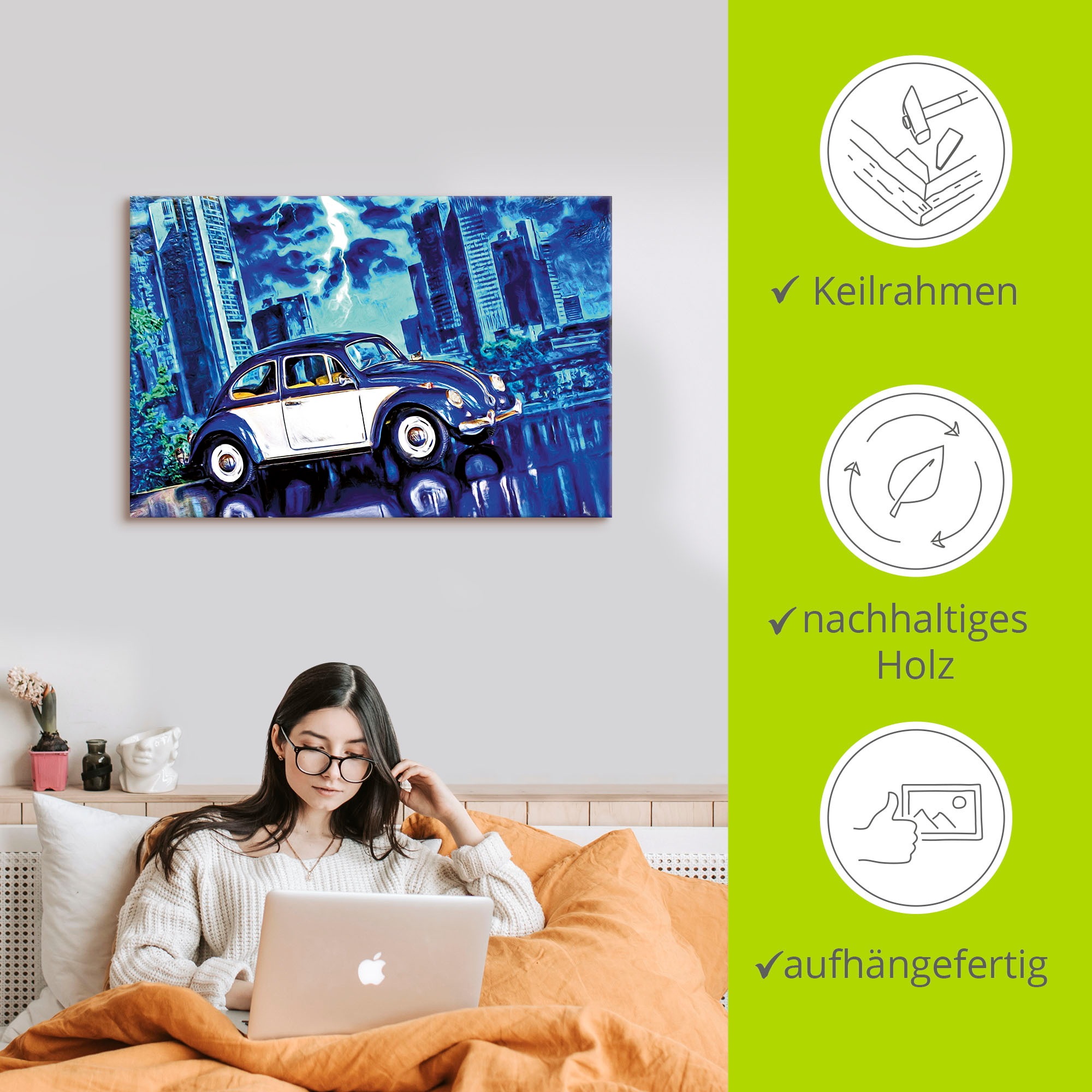 Artland Wandbild »Nachts«, Auto, (1 St.), als Alubild, Leinwandbild, Wandaufkleber oder Poster in versch. Größen