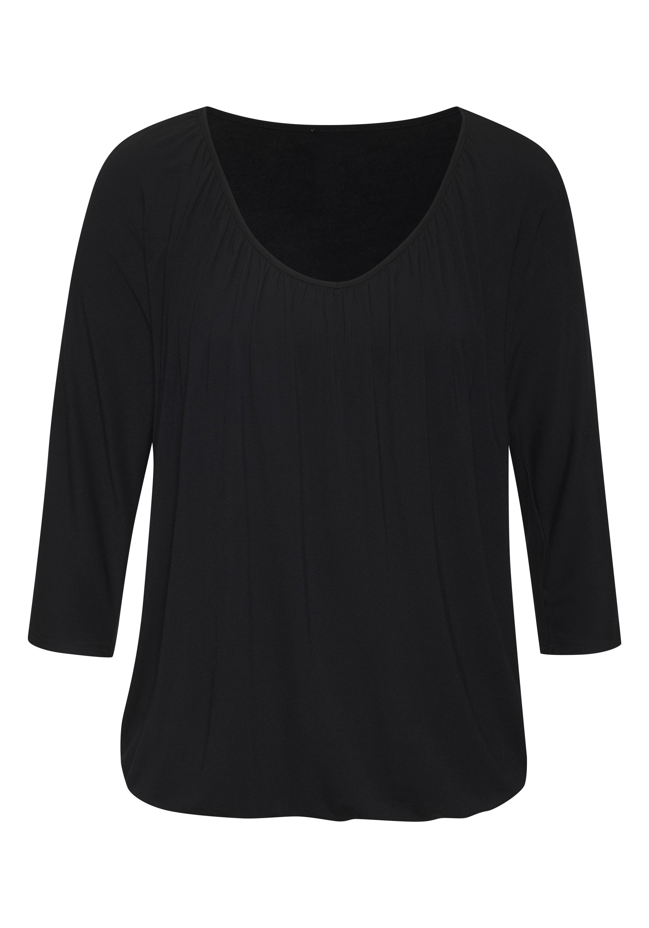 LASCANA 3/4-Arm-Shirt »mit zarter Raffung am Ausschnitt«, (2er-Pack), aus weichem Viskose-Stretch