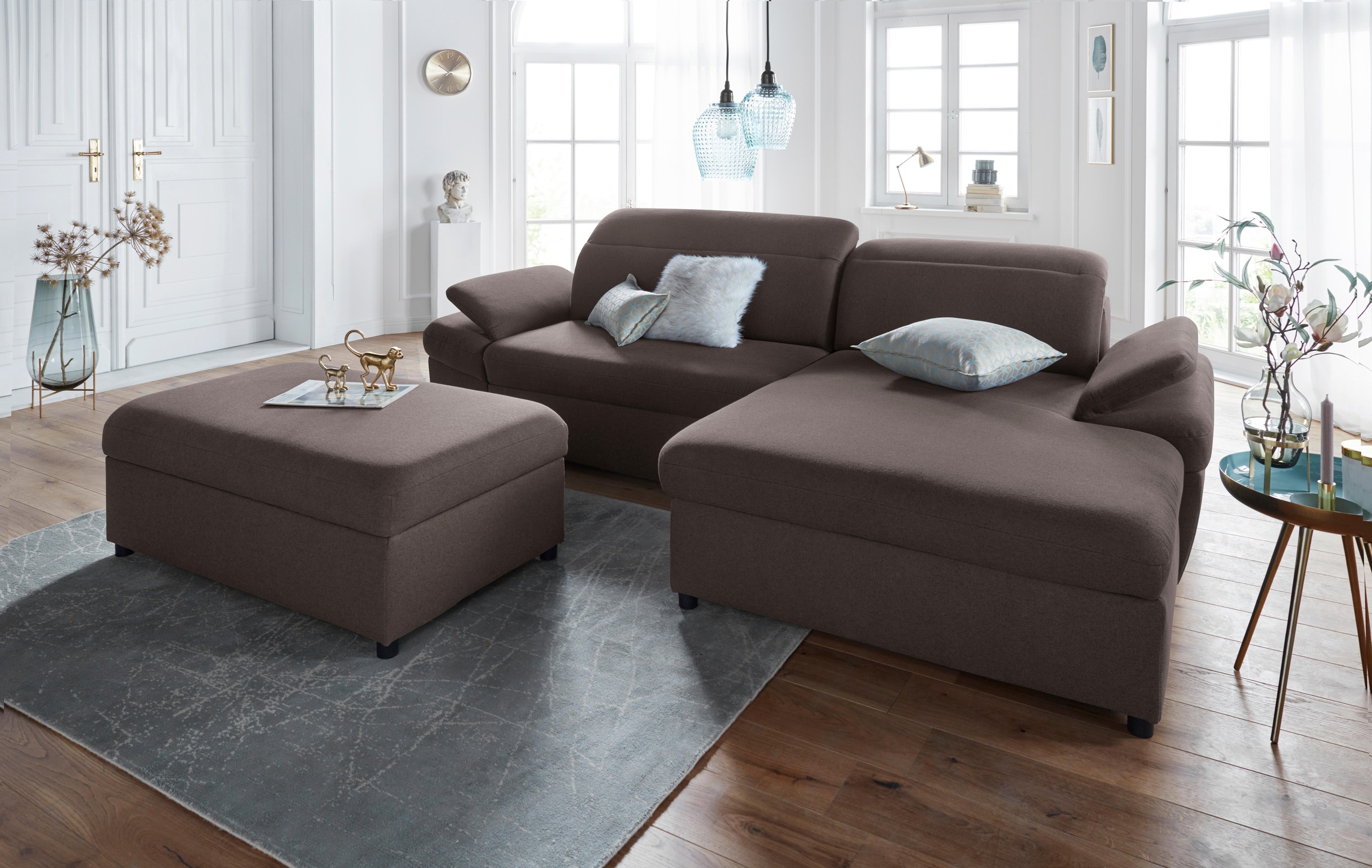 exxpo - sofa fashion Ecksofa »Kyoto, inkl. Kopfteil- und Armteilverstellung, hoher Sitzkomfort« wahlweise mit Bettfunktion und Bettkasten, hochwertige Bezüge, L-Form
