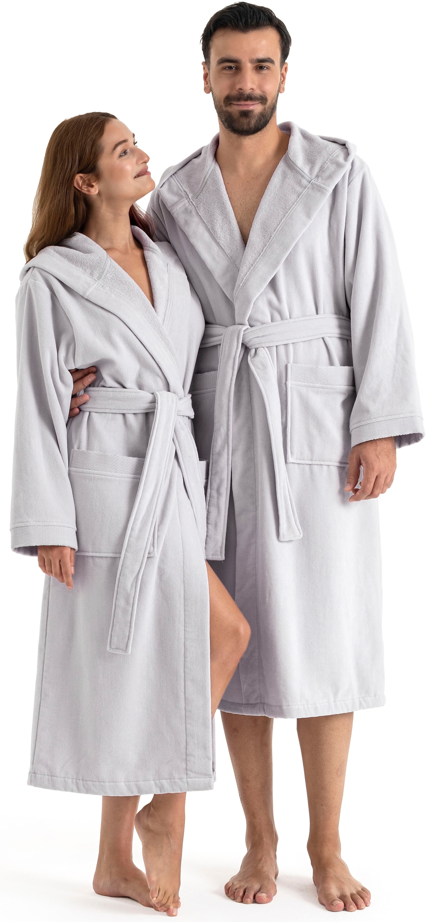 OTTO home Unisex-Bademantel »Fenya, 330 g/m², ideal für Sauna & Spa, Hotelbademantel, Morgenmantel«, (1 St.), Reißverschlusstaschen, weich mit GRATIS-Zugabe: 1x Duschtuch 70x140 cm