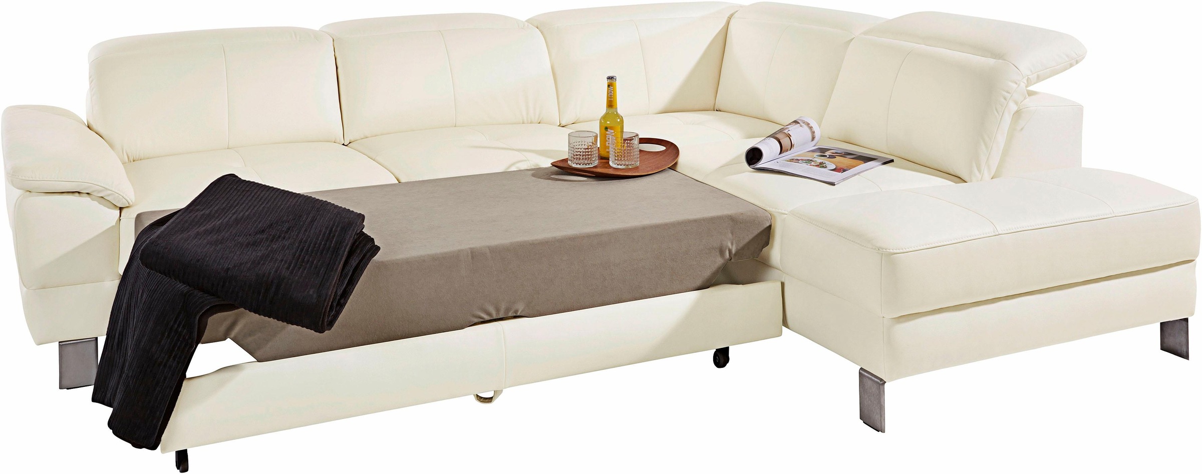 exxpo - sofa fashion Ecksofa »Mantua, L-Form«, mit Kopf- bzw. Rückenverstellung, Bettfunktion u. Bettkasten