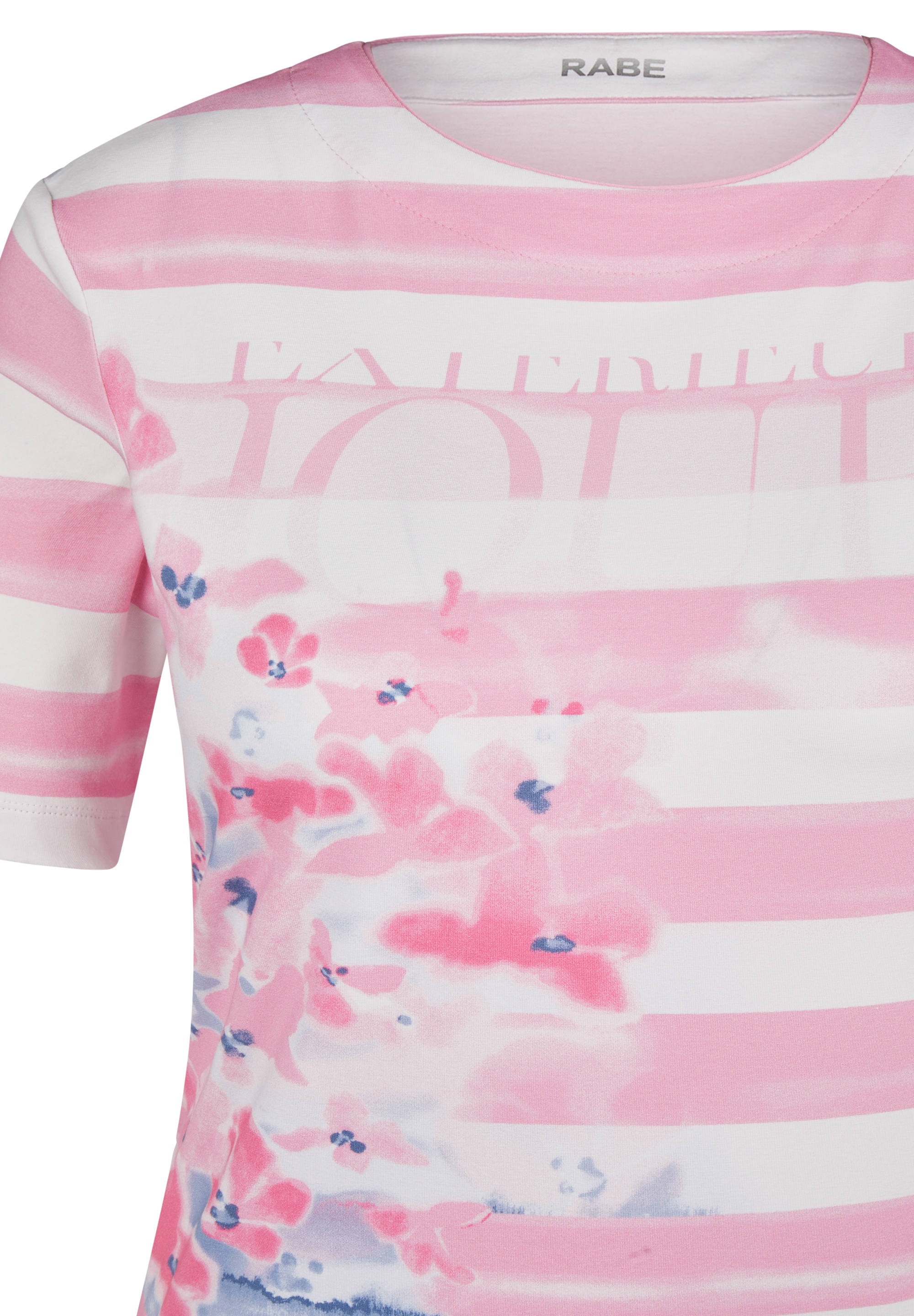 Rabe Rundhalsshirt, mit Streifen und floralem Muster