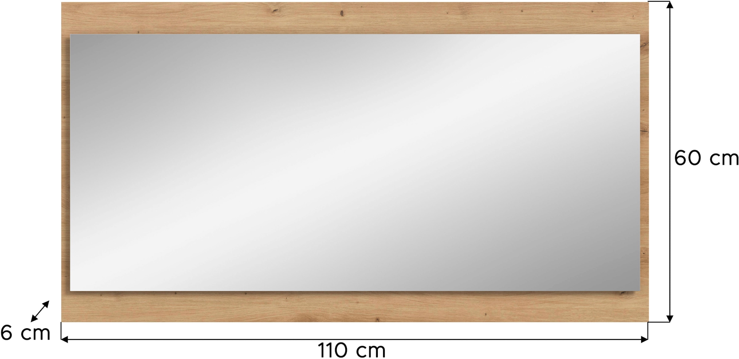 INOSIGN Wandspiegel »EVRID, Breite 110 cm, Rahmenoptik, farblich abgesetze Trägerplatte«, (inklusive Beleuchtung), Spiegel, Garderobenspiegel, Flurspiegel, Dielenspiegel, Spiegelpaneel
