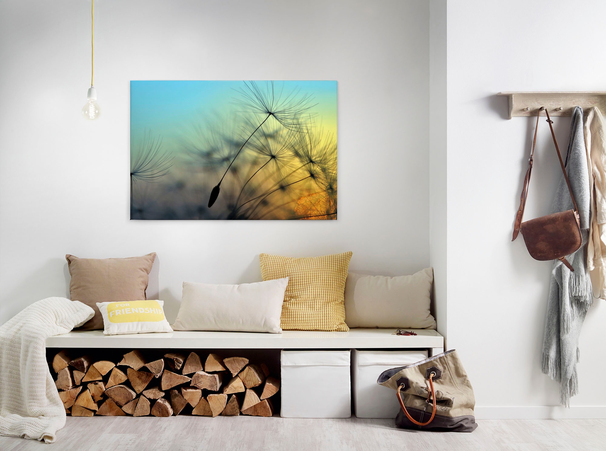 A.S. Création Leinwandbild "Flying Dandelion" Gemälde Kunst 1 Stk. tlg. Pusteblume Keilrahmen Leinwand-Bild Wohnzimmer modern Wandbild Kinder