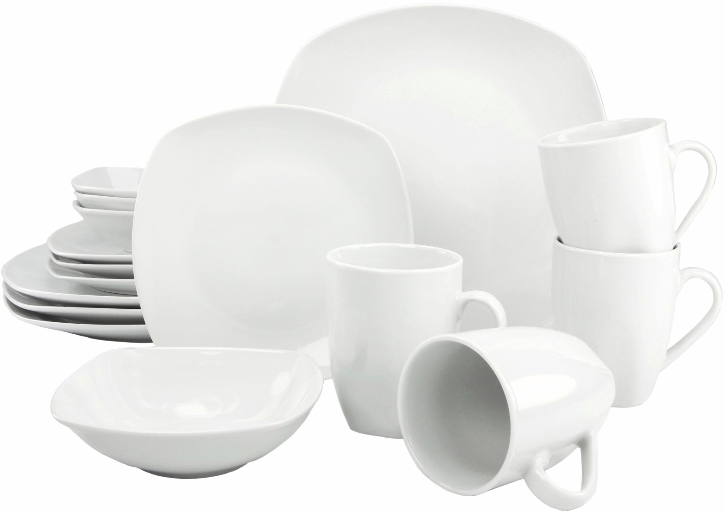 CreaTable Kombiservice »Geschirr-Set Square«, (Set, 16 tlg., Kaffeeservice und Tafelservice im Set, für 4 Personen), Service, weiß, 16 Teile, für 4 Personen