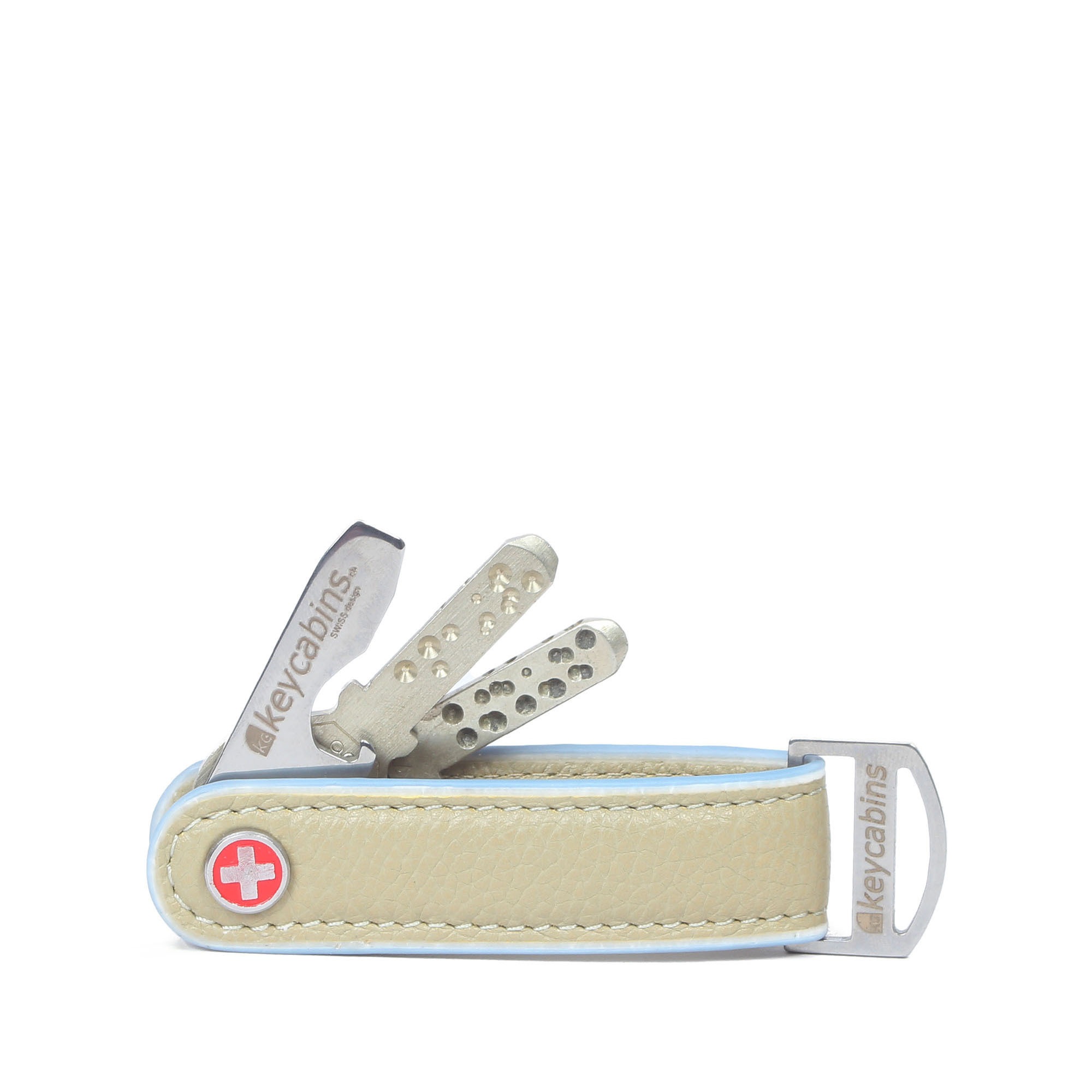 "Schlüsselanhänger KEYCABINS ""Loop-leather S4"", Damen, blau (tan, sky blau), Leder, Basic, Schlüsselanhänger Schlüsselanhänger, SWISS Design"