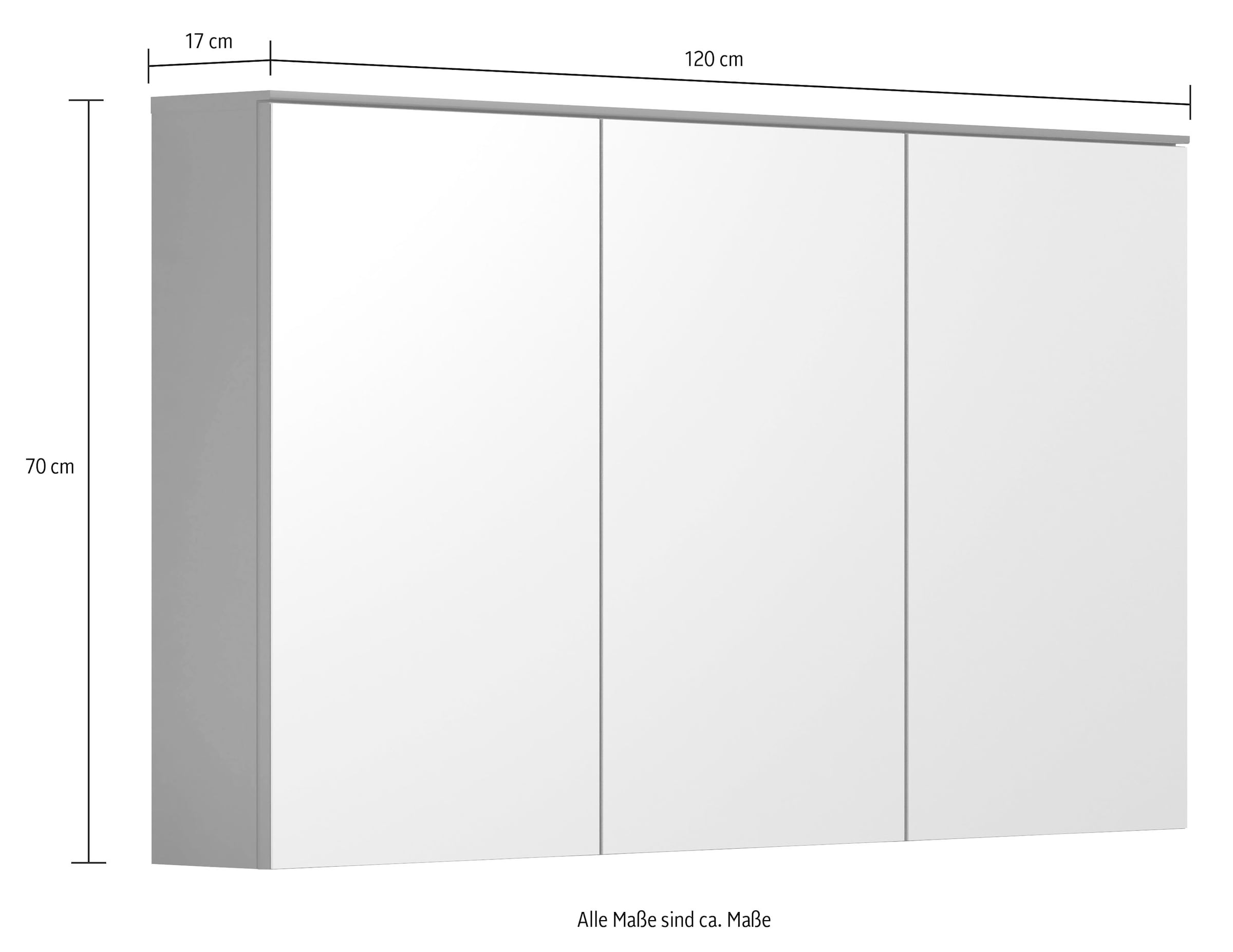 INOSIGN Spiegelschrank »Premont«, (1 St.), 120 cm breit / 70 cm hoch, Spiegelschrank Türen mit Soft-Close