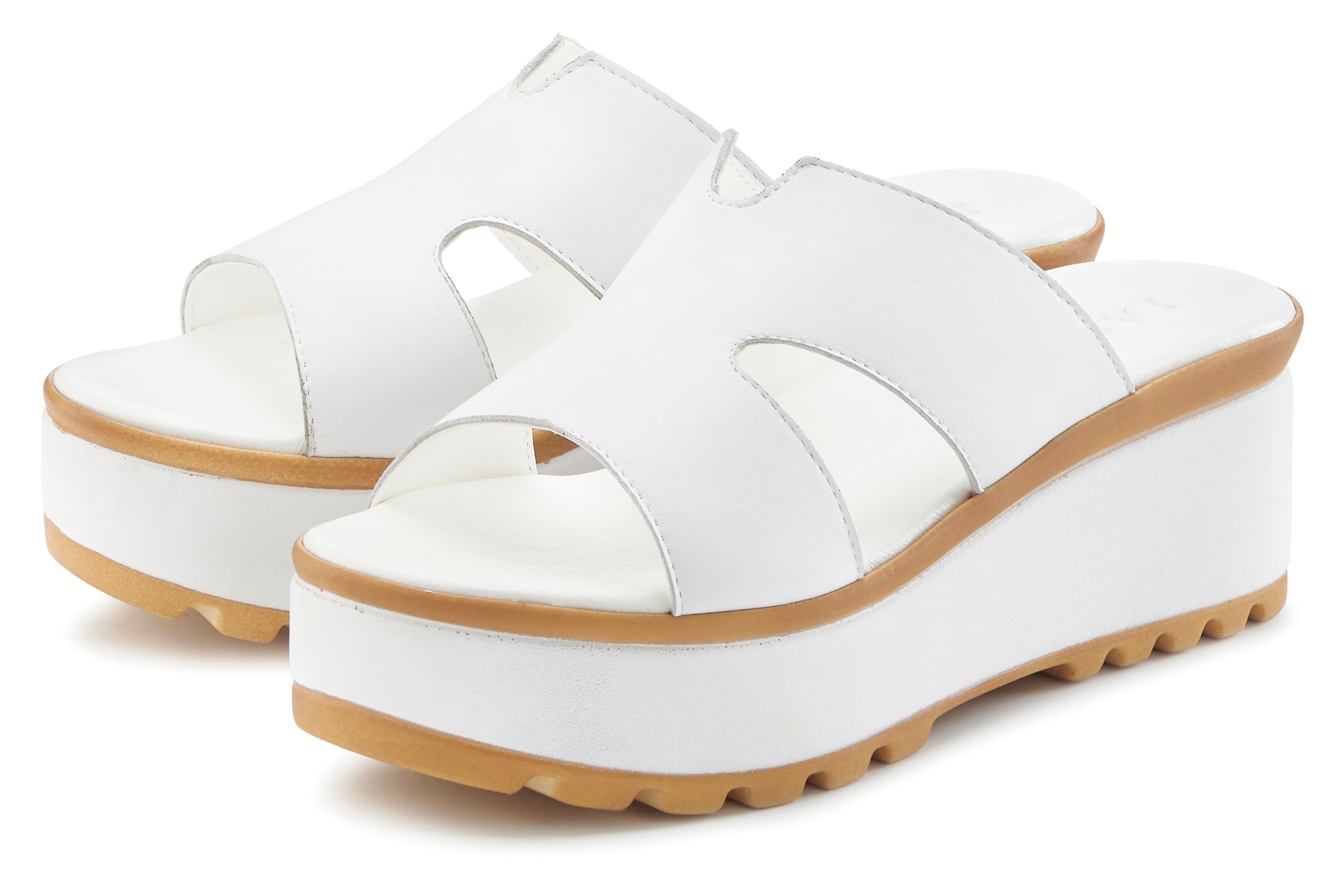 LASCANA Pantolette »Sandale, Sommerschuh, Mule«, aus Leder mit Keilabsatz