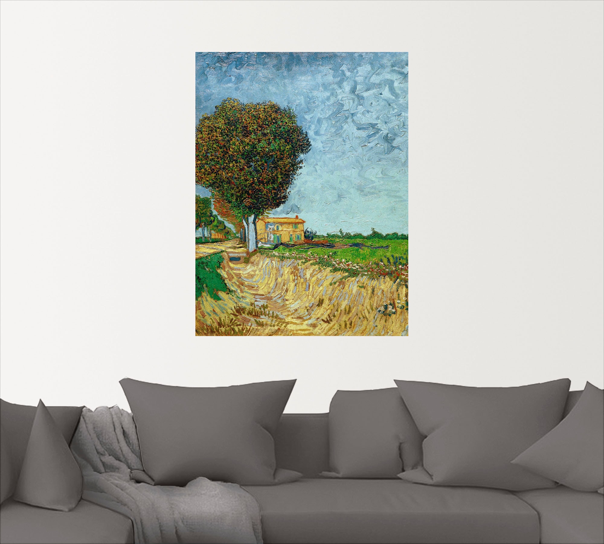 Artland Wandbild »Allee bei Arles mit Häusern«, Felder, (1 St.), als Leinwandbild, Wandaufkleber oder Poster in versch. Größen