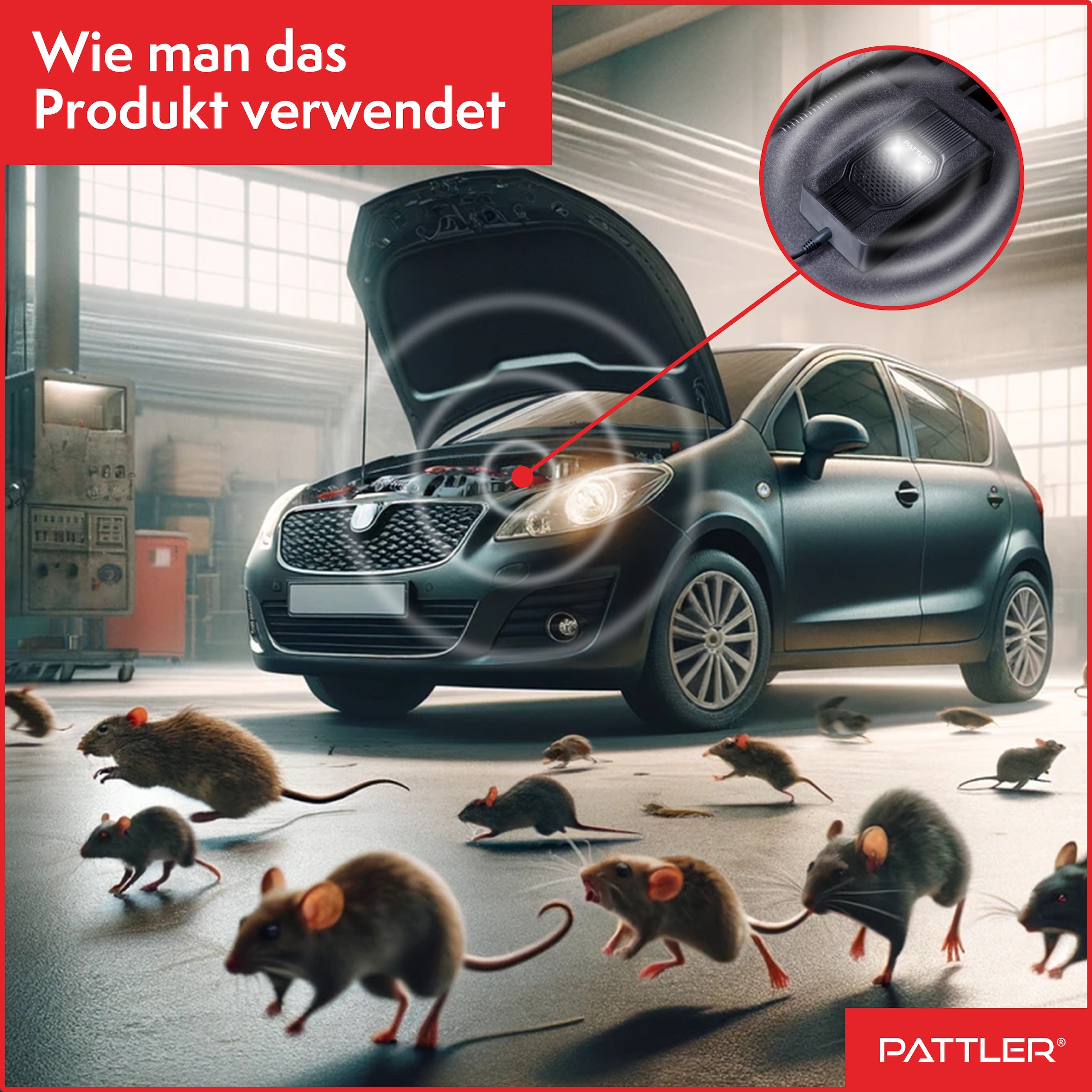 Pattler Ultraschall-Tierabwehr »Marderschreck fürs Auto mit Blitzlicht« 1 Gerät