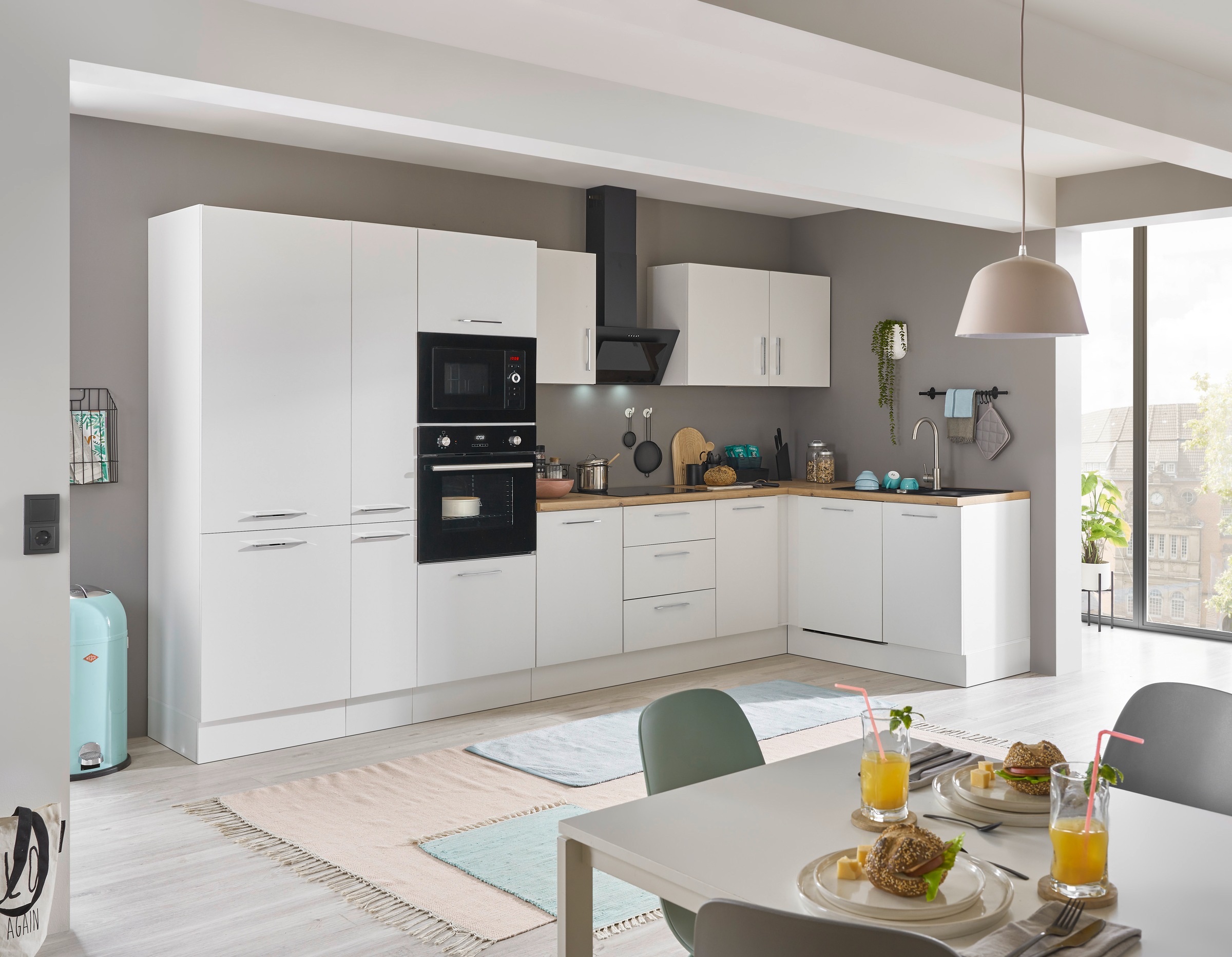 BASIC by Balculina Winkelküche »Turin«, Stellbreite 370x175 cm, wahlweise mit E-Geräten