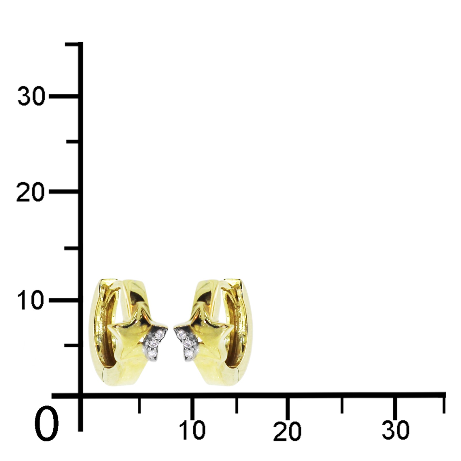 Paar Creolen OSTSEE-SCHMUCK "Ostsee-Schmuck Creole Stern Creole Stern", gelb, Ohrringe, Damen, 12 x 6,0mm, Gelbgold 333 2