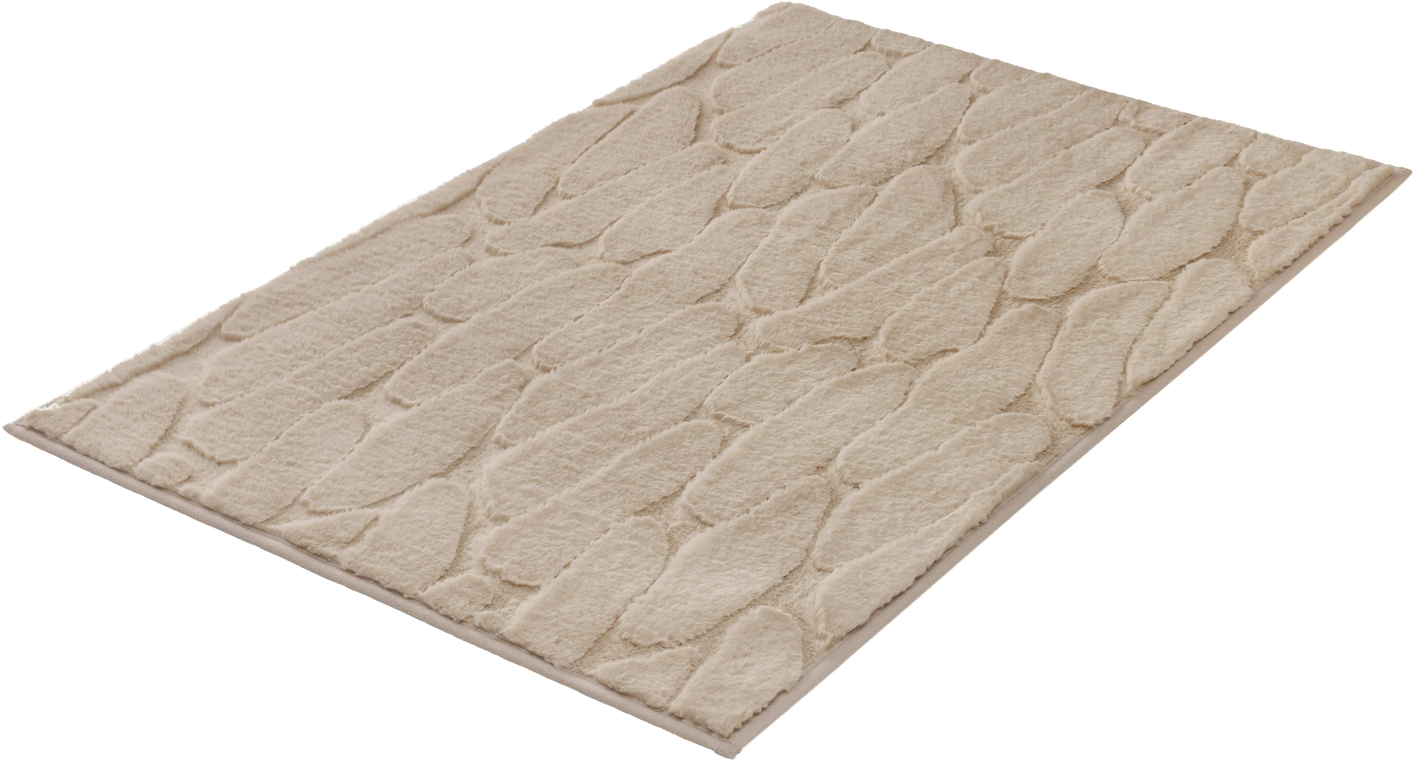 Kleine Wolke ""Tondo", Badvorleger, Badezimmer Teppich" Höhe 5 mm rutschhemmend beschichtet fußbodenheizungsgeeignet Badteppich, Uni Farben, moderens Design, Hoch-Tief Effekt