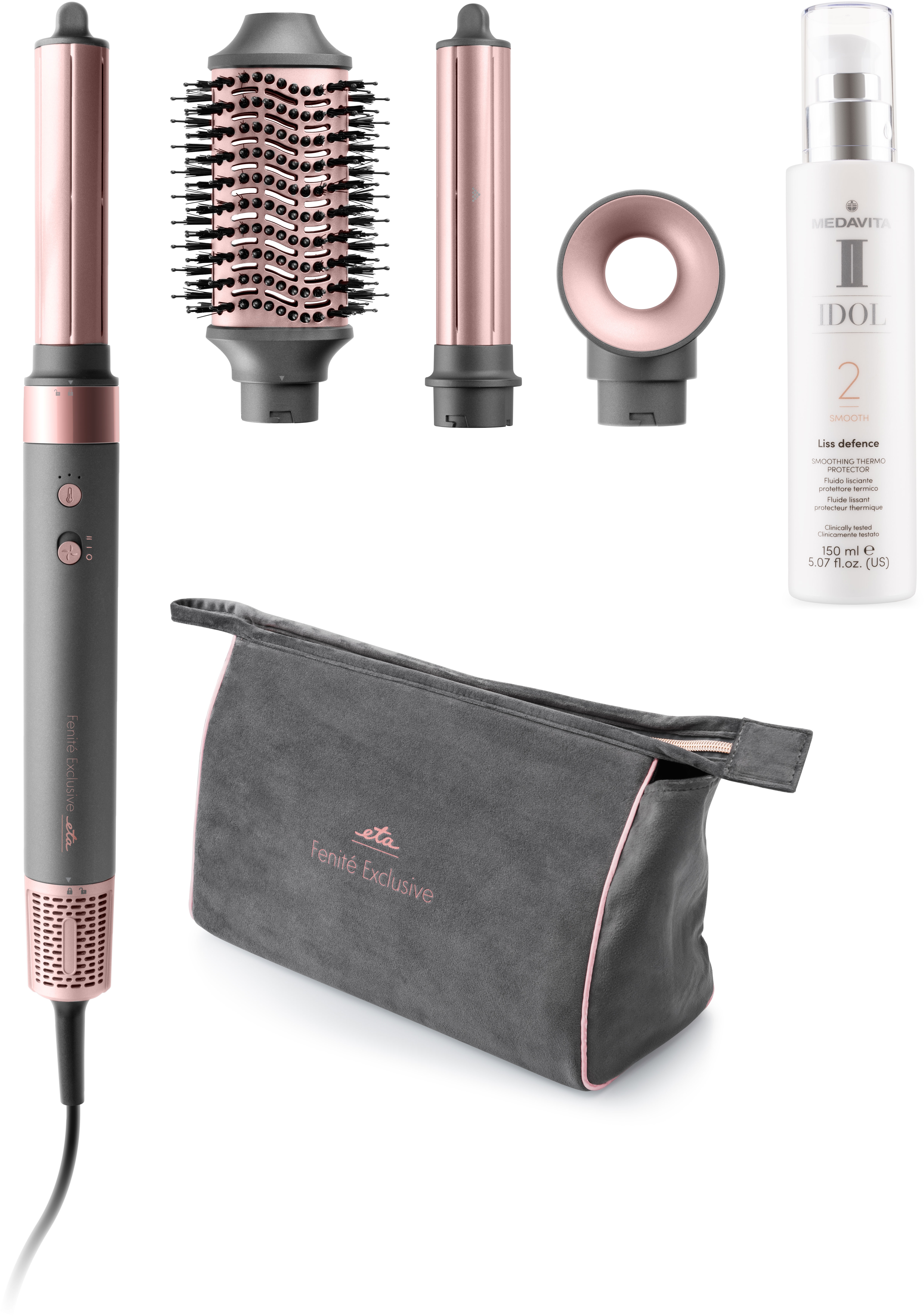 ETA Multihaarstyler "ETA Fenite Exclusive", schwarz, B:4,5cm H:45cm T:4,5cm, Multihaarstyler, Coanda Effekt Technologie