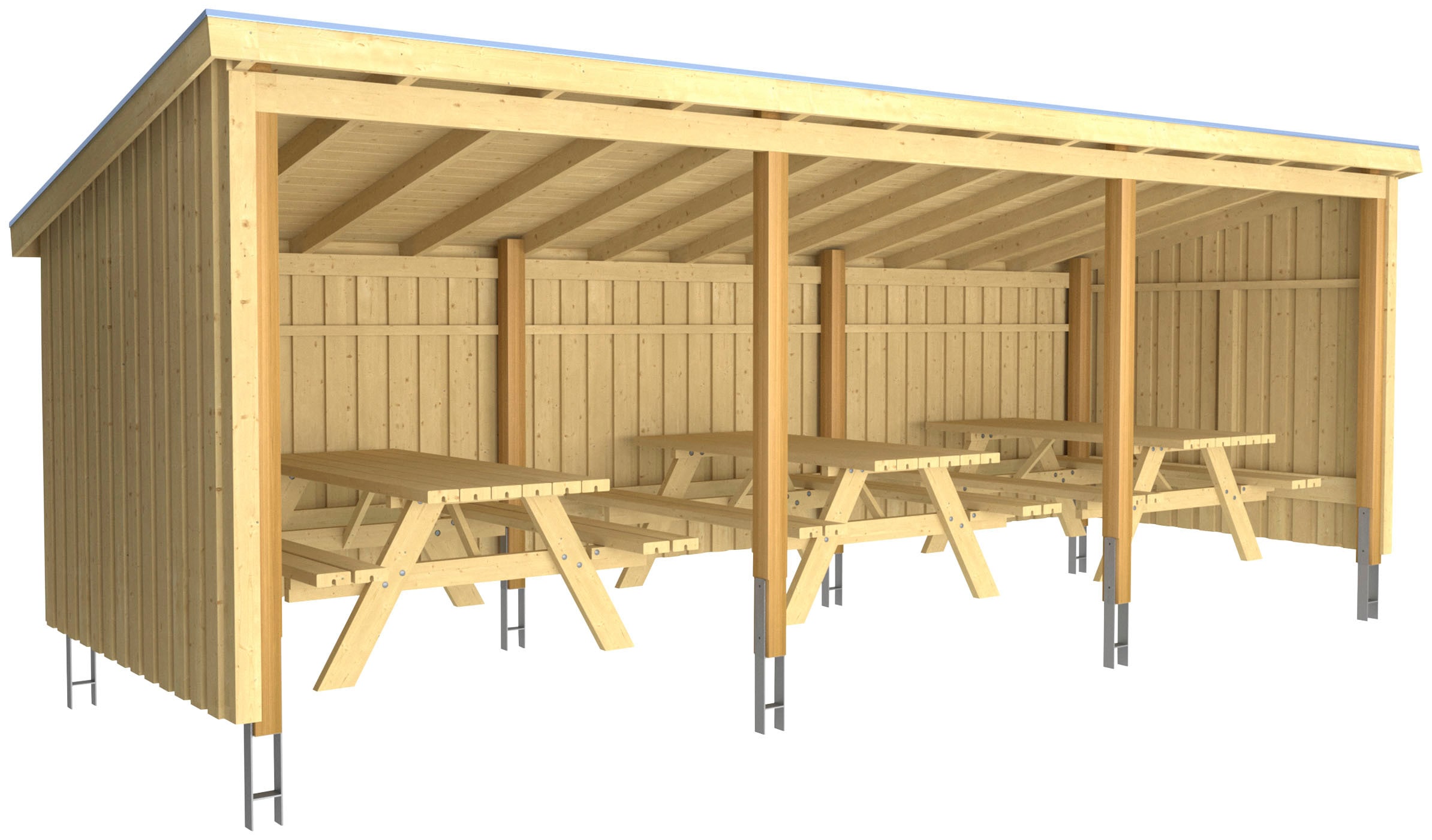 PLUS Gartenhaus "Nordic" Picknickhütte 14 m² inkl. Picknicktische, Dachpapp günstig online kaufen