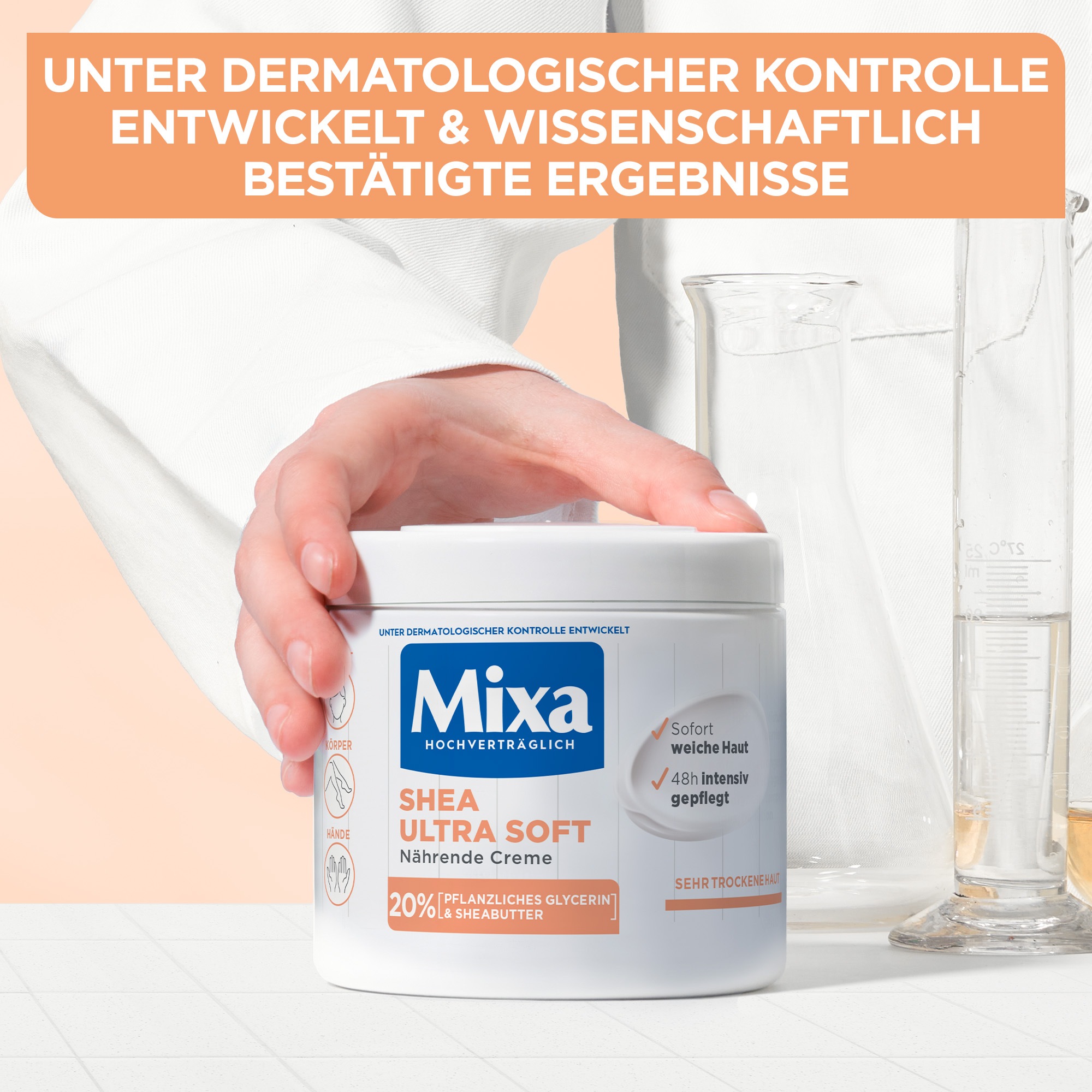 Mixa Körpercreme »Mixa Shea Ultra Soft«, mit hoher Wirksamkeit