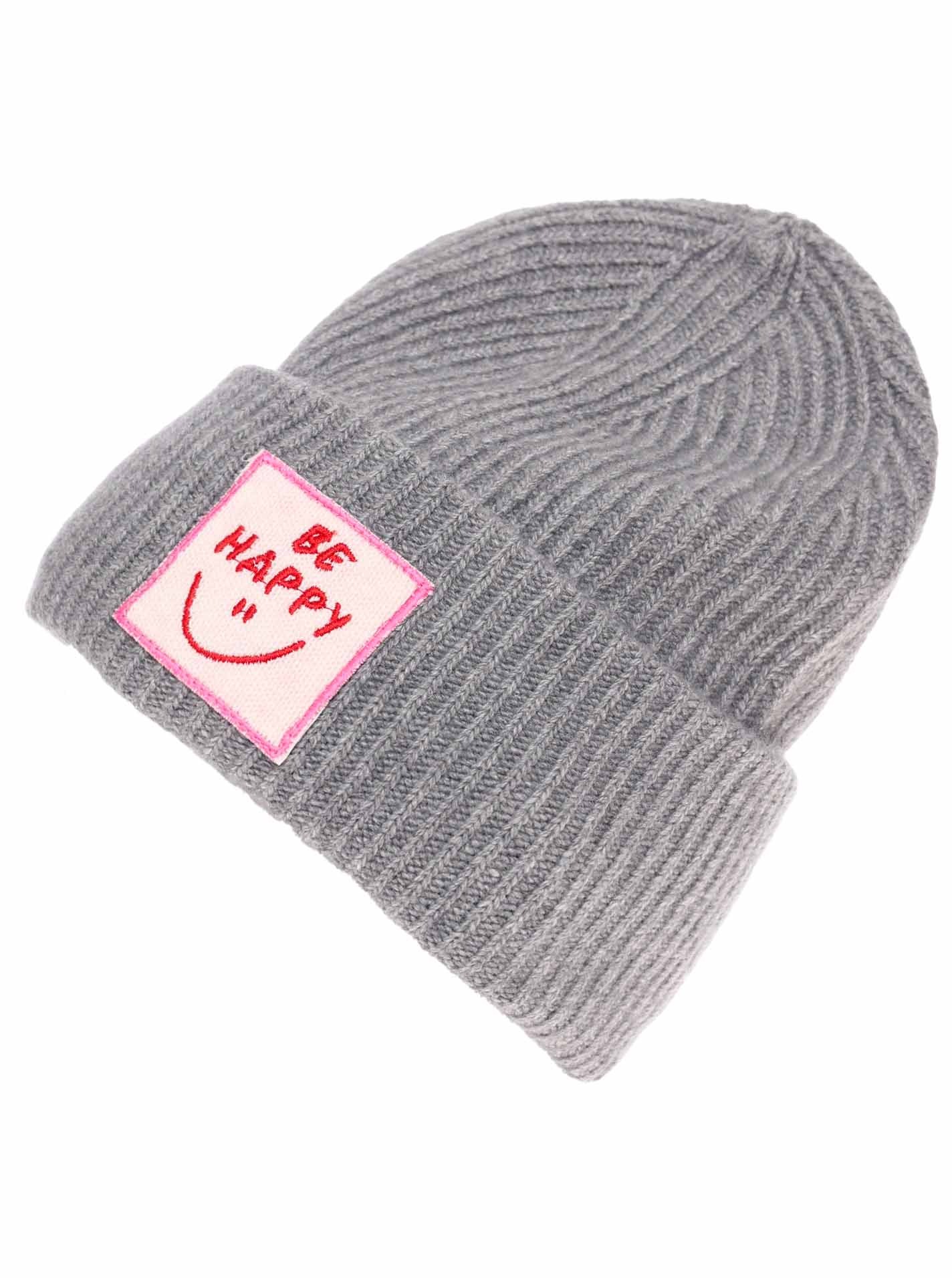 Zwillingsherz Strickmütze ""Be Happy"", Grobstrick, mit Patch günstig online kaufen