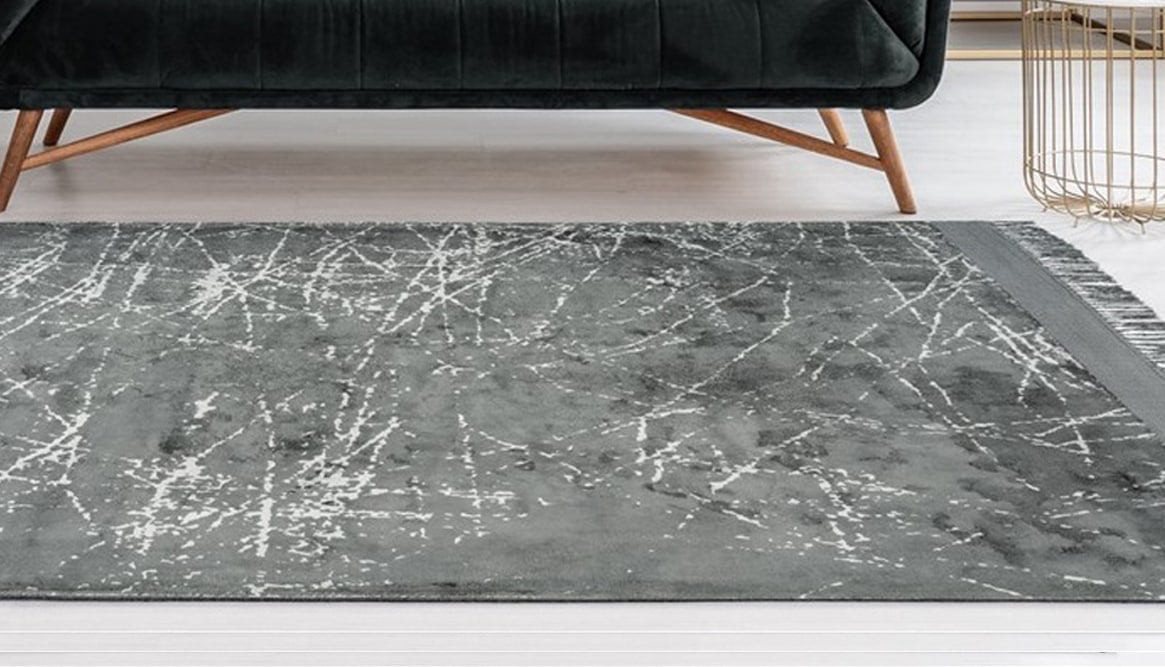 Teppich PADIRO "Dolce Vita 225", grau, B:160cm H:10mm L:230cm, Viskose, Teppiche, Teppich, Modern bedrucktes Unikat, Trendige Verwaschung