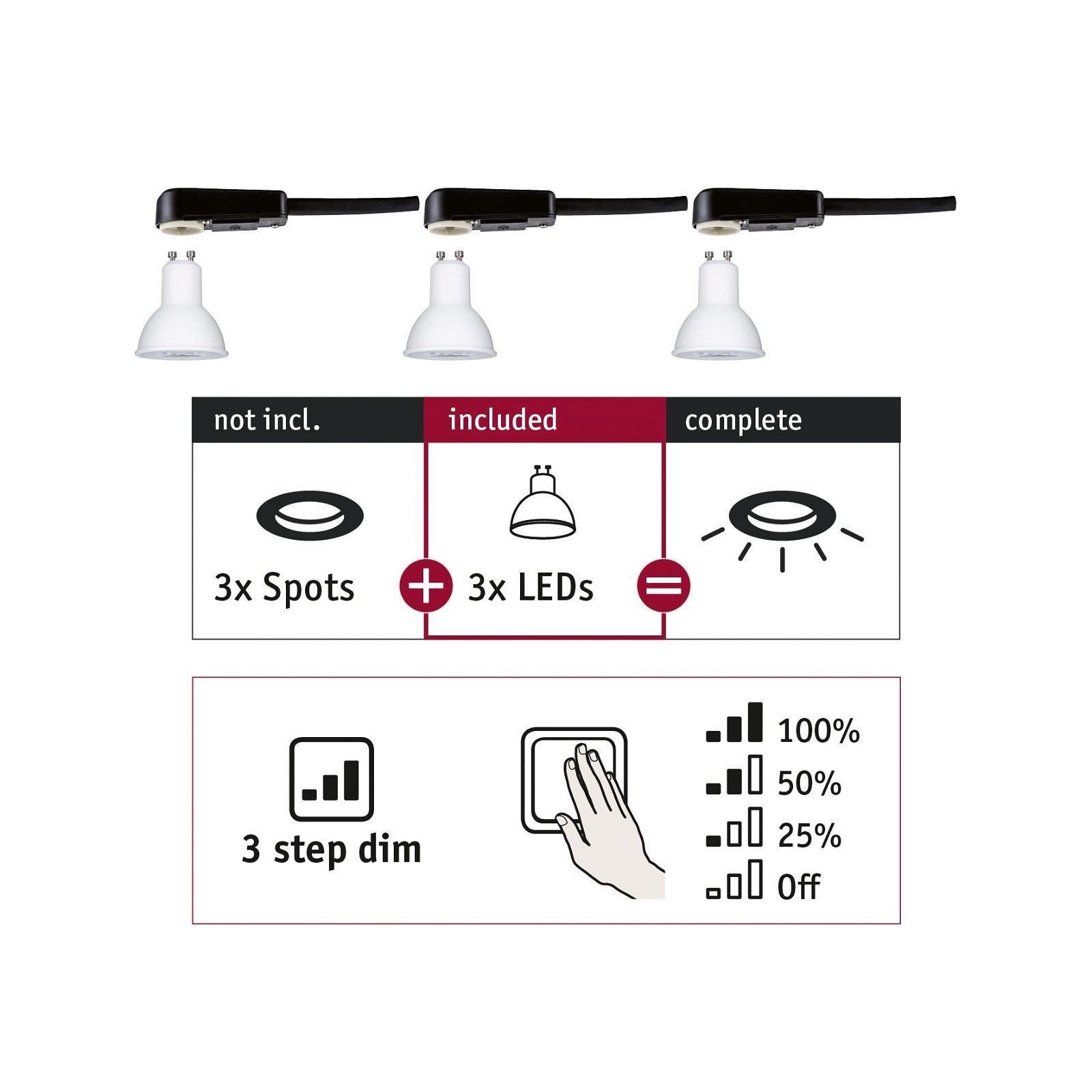 Paulmann LED-Leuchtmittel »Choose 3er Set 3x6W 460lm 2700K 51mm«, 3 St., Warmweiß