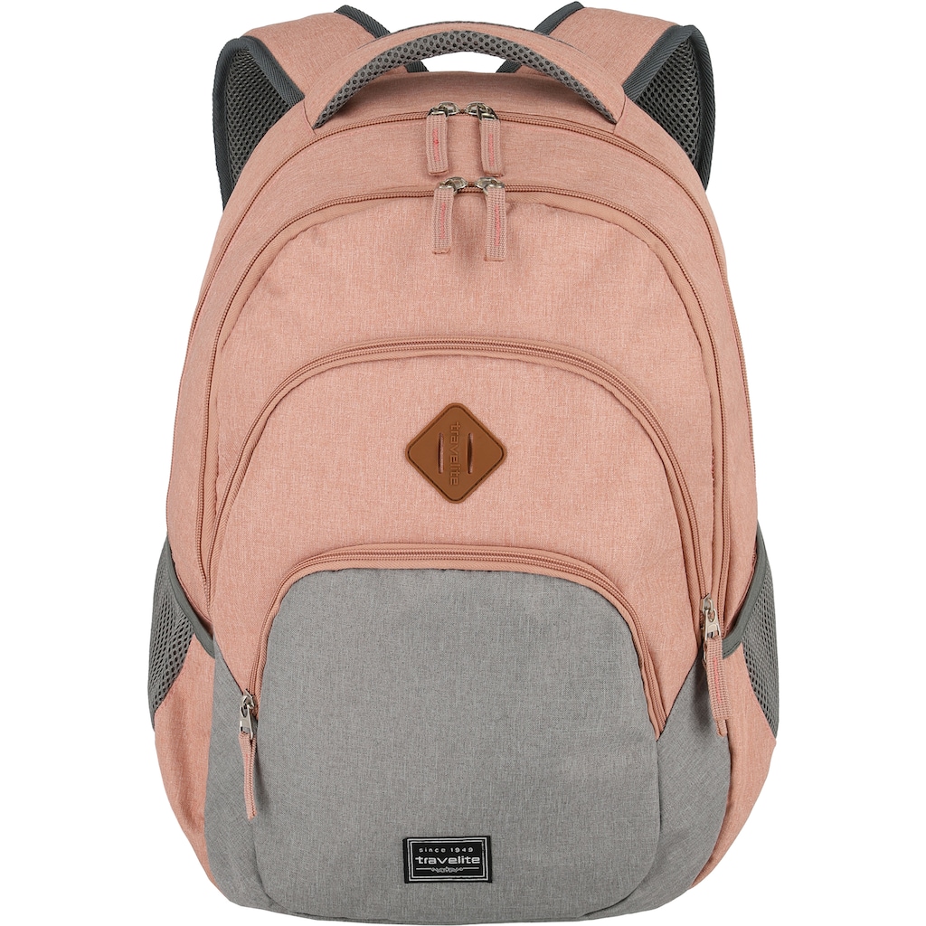 travelite Laptoprucksack »Basics Melange, rosa/grau«