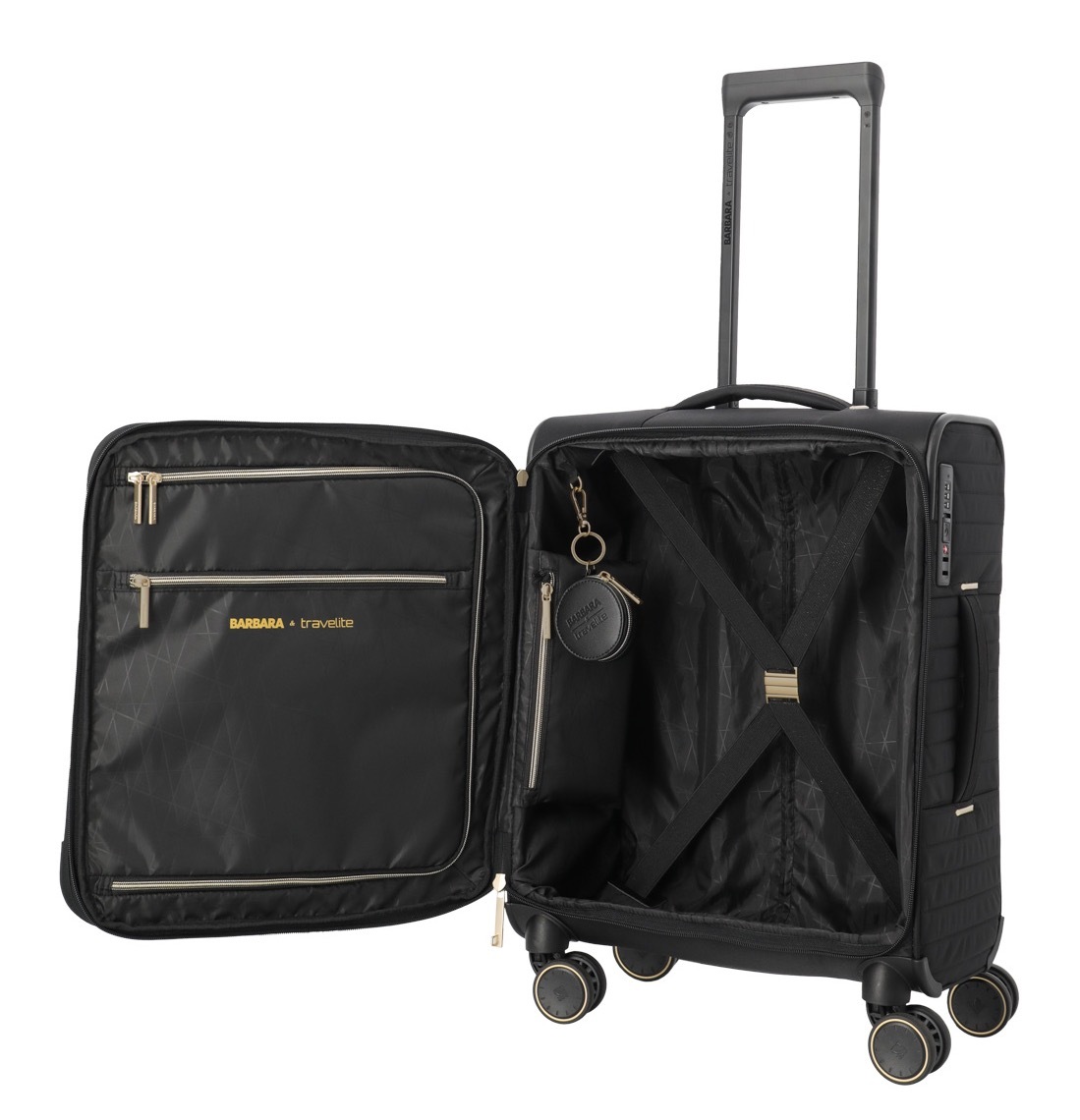 travelite Weichgepäck-Trolley »BARBARA & travelite | BARBARA STEPP, verschiedene Größen und Farben«, 4 Rollen, Weichgepäck-Koffer Schlüsselanhänger Volumenerweiterung bei S/M
