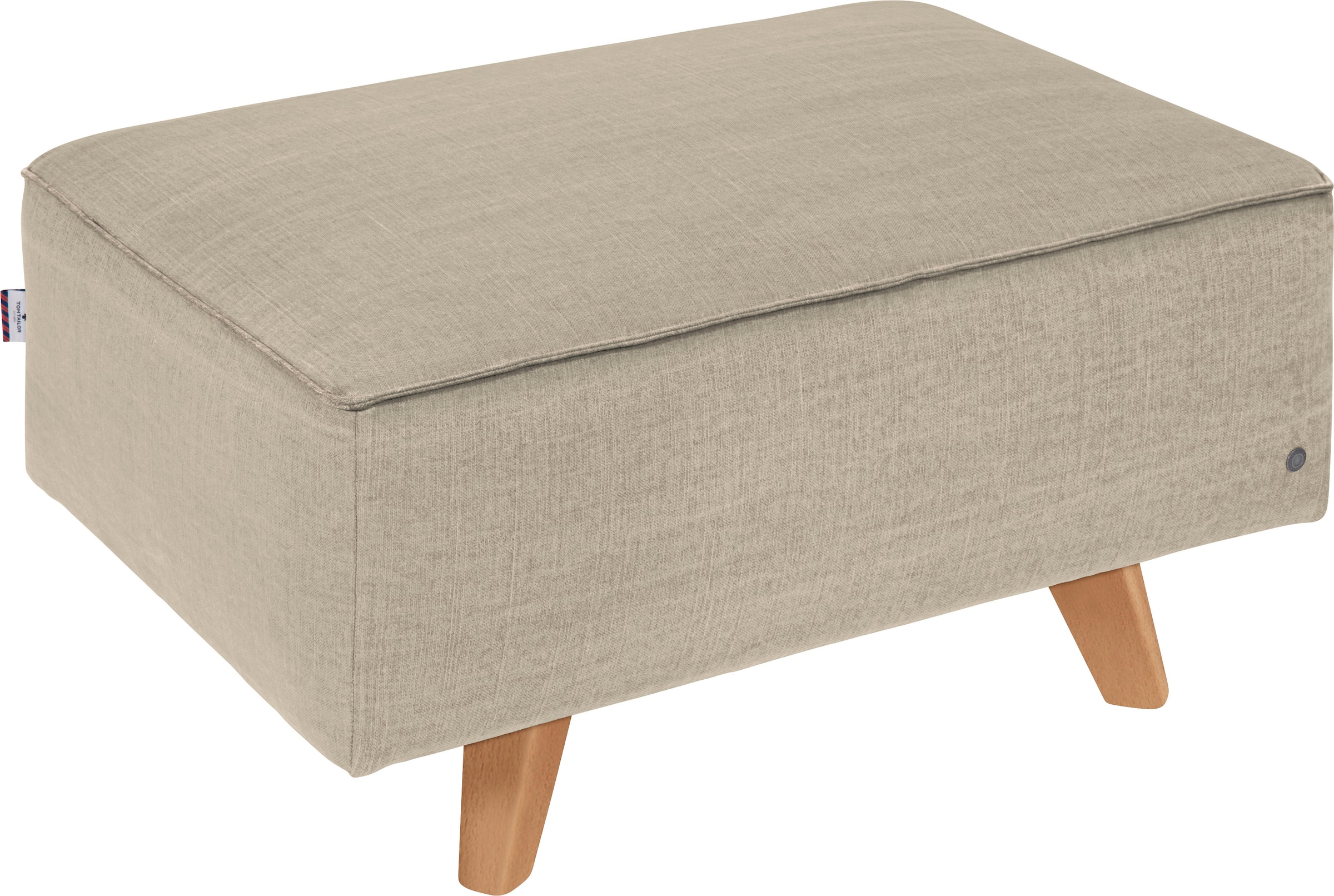 TOM TAILOR HOME Hocker "NORDIC CHIC", mit Kedernaht, Breite 85 cm, Füße Buche natur