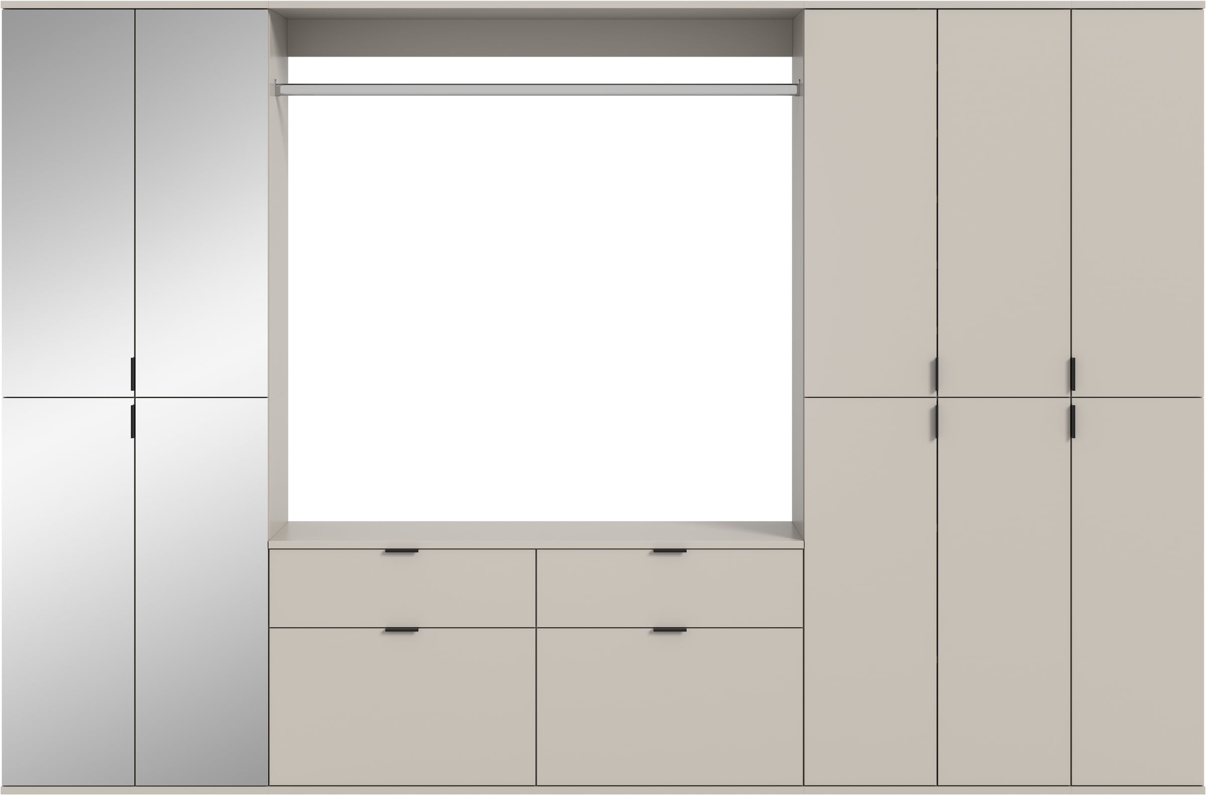 Home affaire Garderoben-Set »TRONDHEIM, 6-teilig, Breite 273cm, individuell platzier- & erweiterbar« Set, bestehend aus: 3x Garderobenschrank & 3-tlgs. Zwischenbauelement, 5 Stk. tlg.