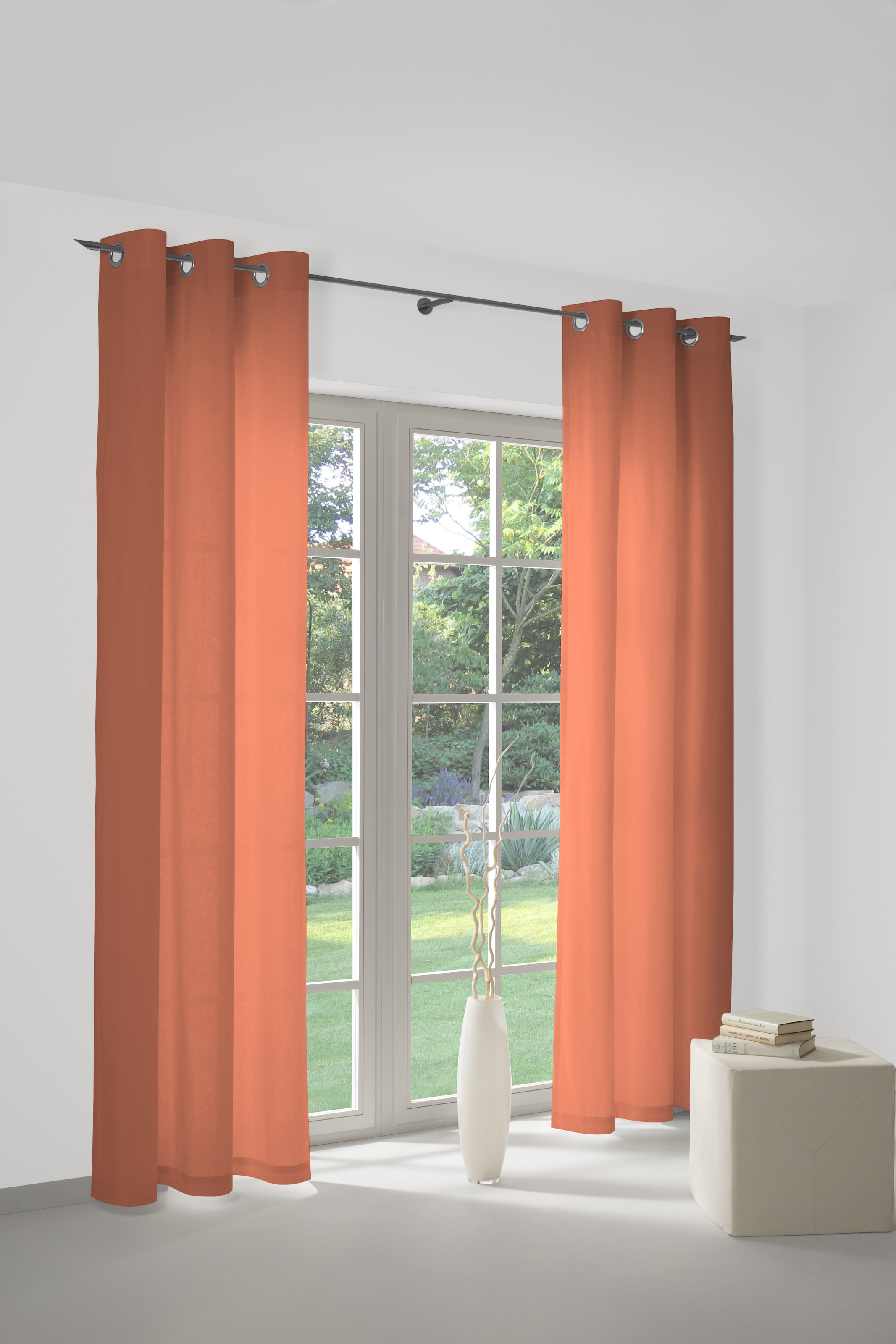 Vorhang WIRTH, B:132cm H:225cm, orange, Polyester, Wohnzimmer, Gardinen, "SUNBONE"