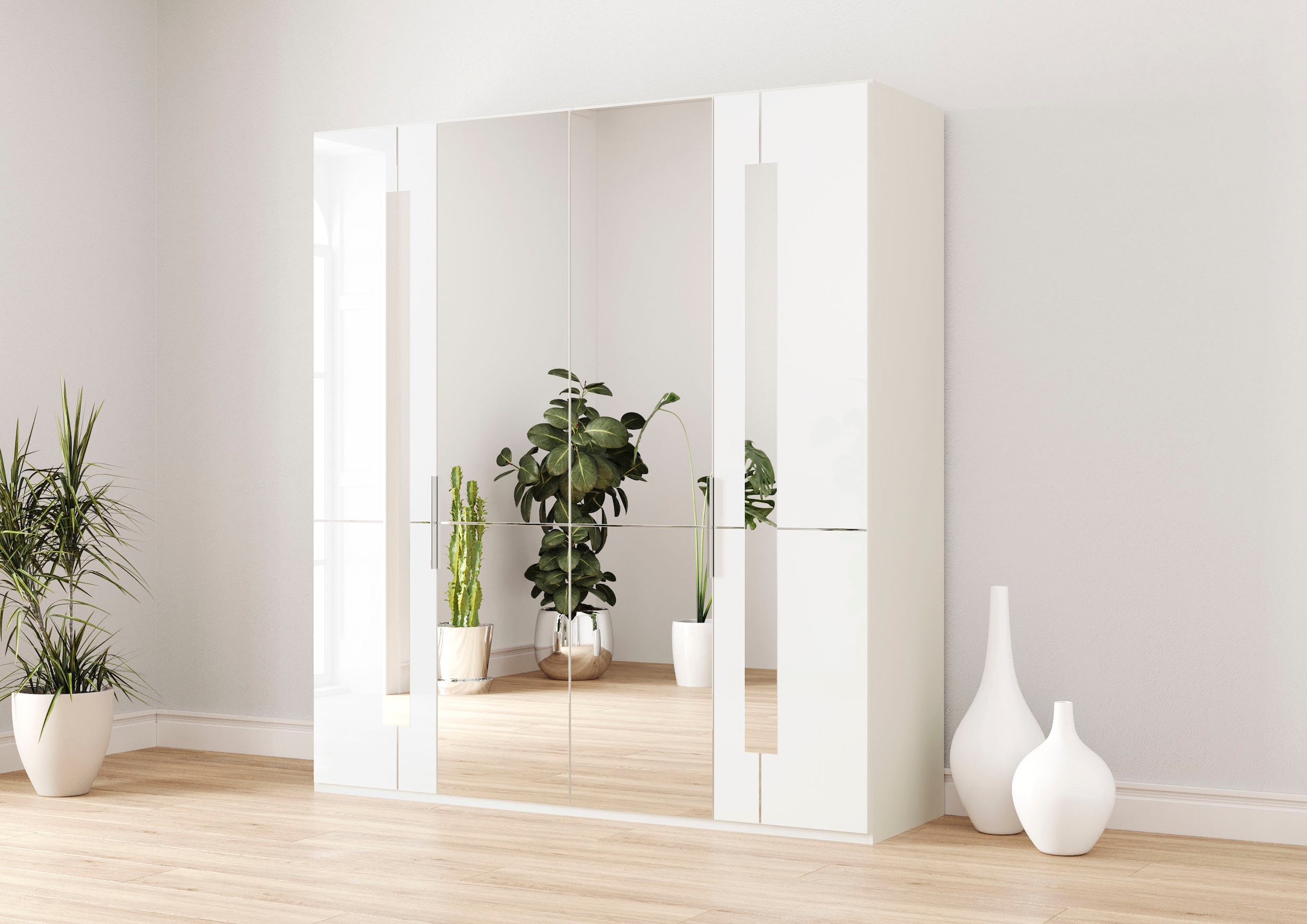 Musterring Kleiderschrank "Imola W" inkl. Einlegeböden und Kleiderstangen, mit Glas- und Spiegeltüren