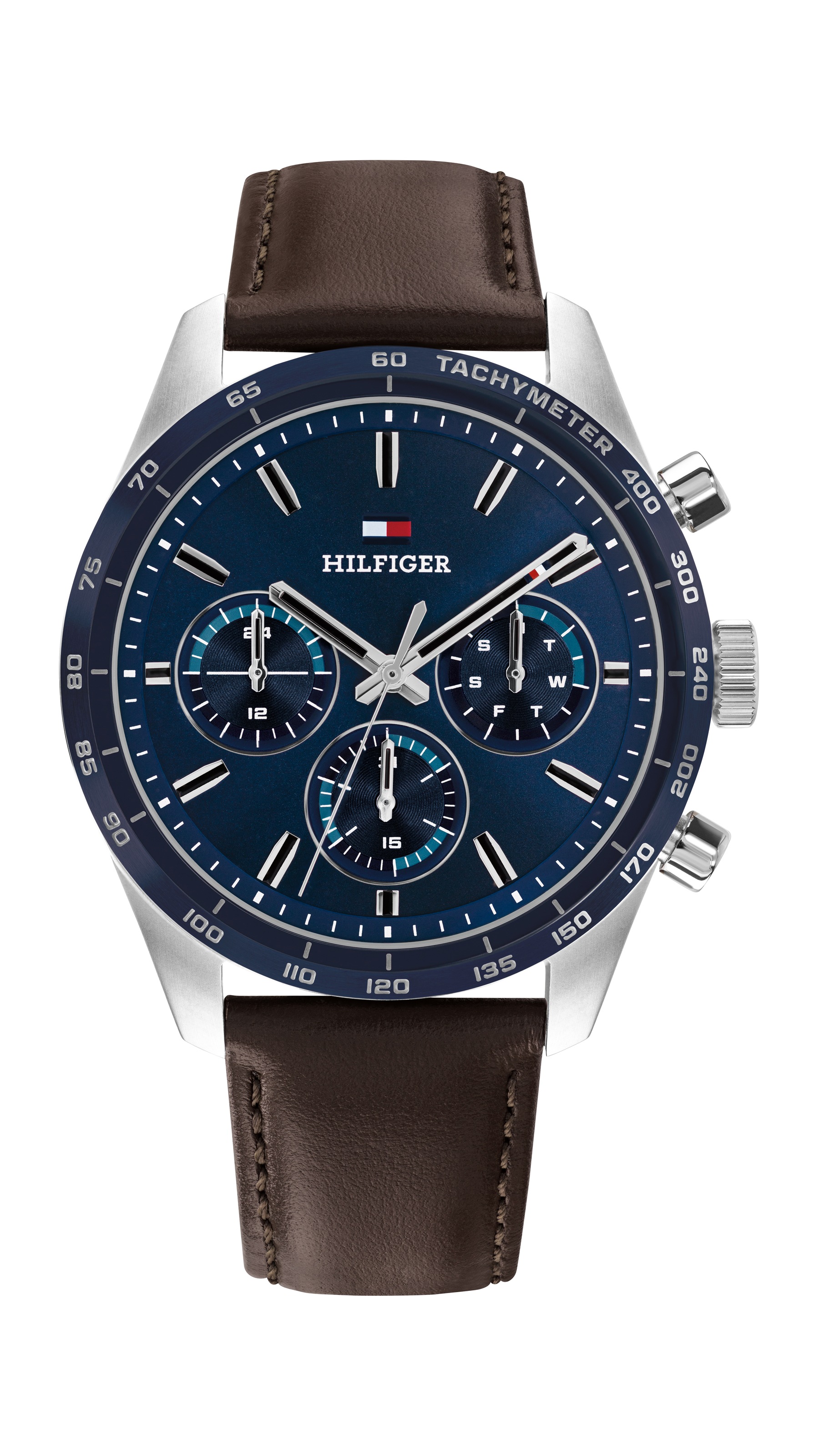 Tommy Hilfiger Multifunktionsuhr »HAMPTON« Quarzuhr, Armbanduhr, Herrenuhr, Lederarmband, analog