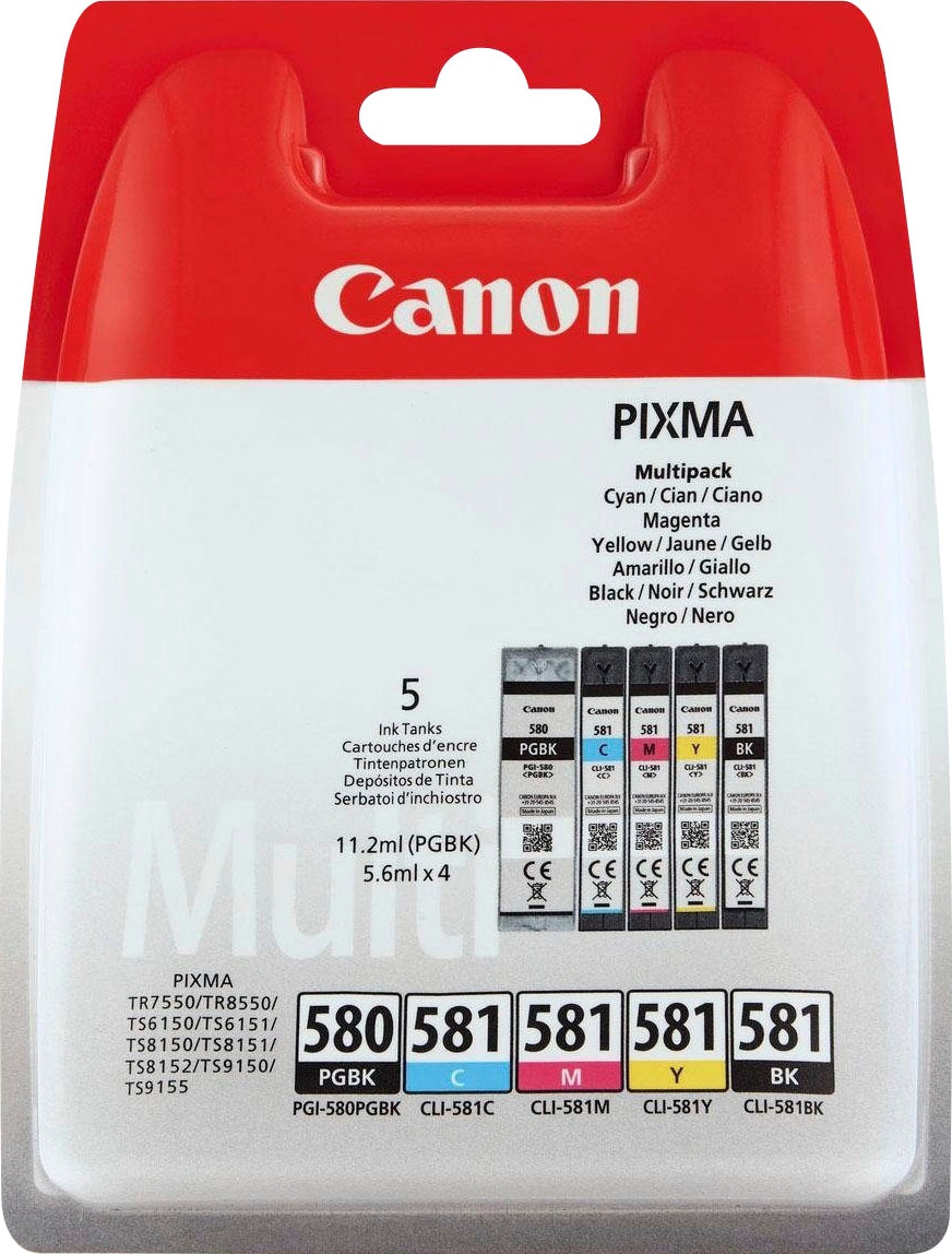 Canon Tintenpatrone »PGI-580/CLI-581«, | original (Spar-Set), 580 Druckerpatrone BAUR cyan/magenta/yellow/schwarz schwarz 581