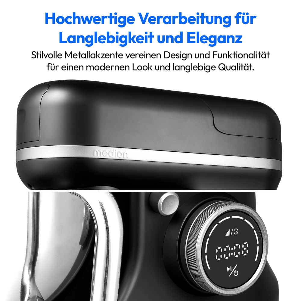 Medion® Küchenmaschine »MD 18442 8 Geschwindigkeitsstufen, schwarz«, schwarz