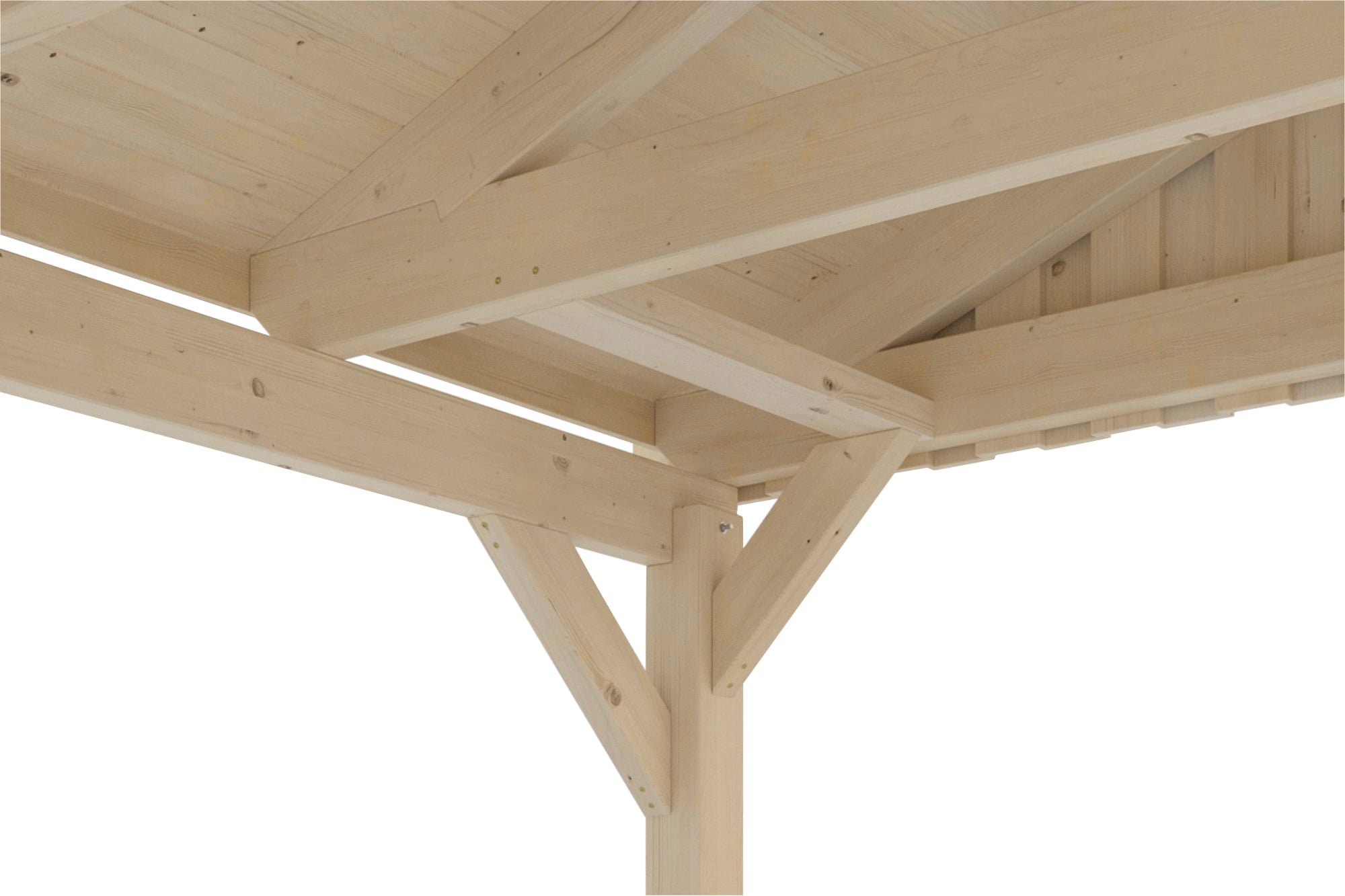 Thumbnail - Skanholz Einzelcarport "Fichtelberg" Leimholz, Nordisches Fichtenholz natur mit schwarzen Schindeln