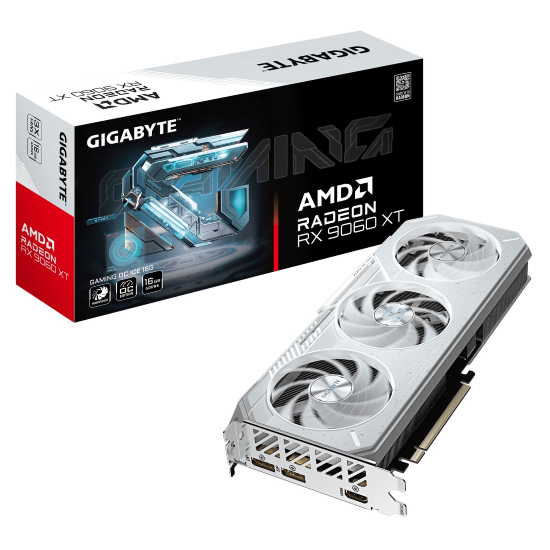 GIGABYTE Grafikkarte "Grafikkarte Radeon RX 9060 XT GAMING OC ICE 16G - 16GB GDDR6, 256bit", weiß, Grafikkarten