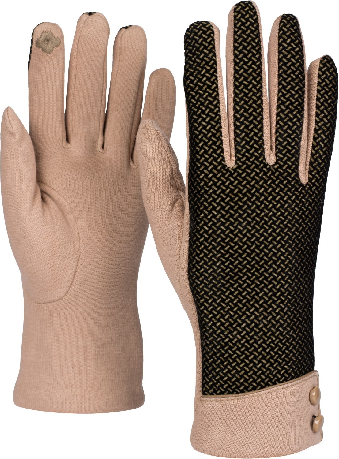 styleBREAKER Baumwollhandschuhe "Touchscreen Handschuhe mit weichem Riffel Muster" 1 Stk.