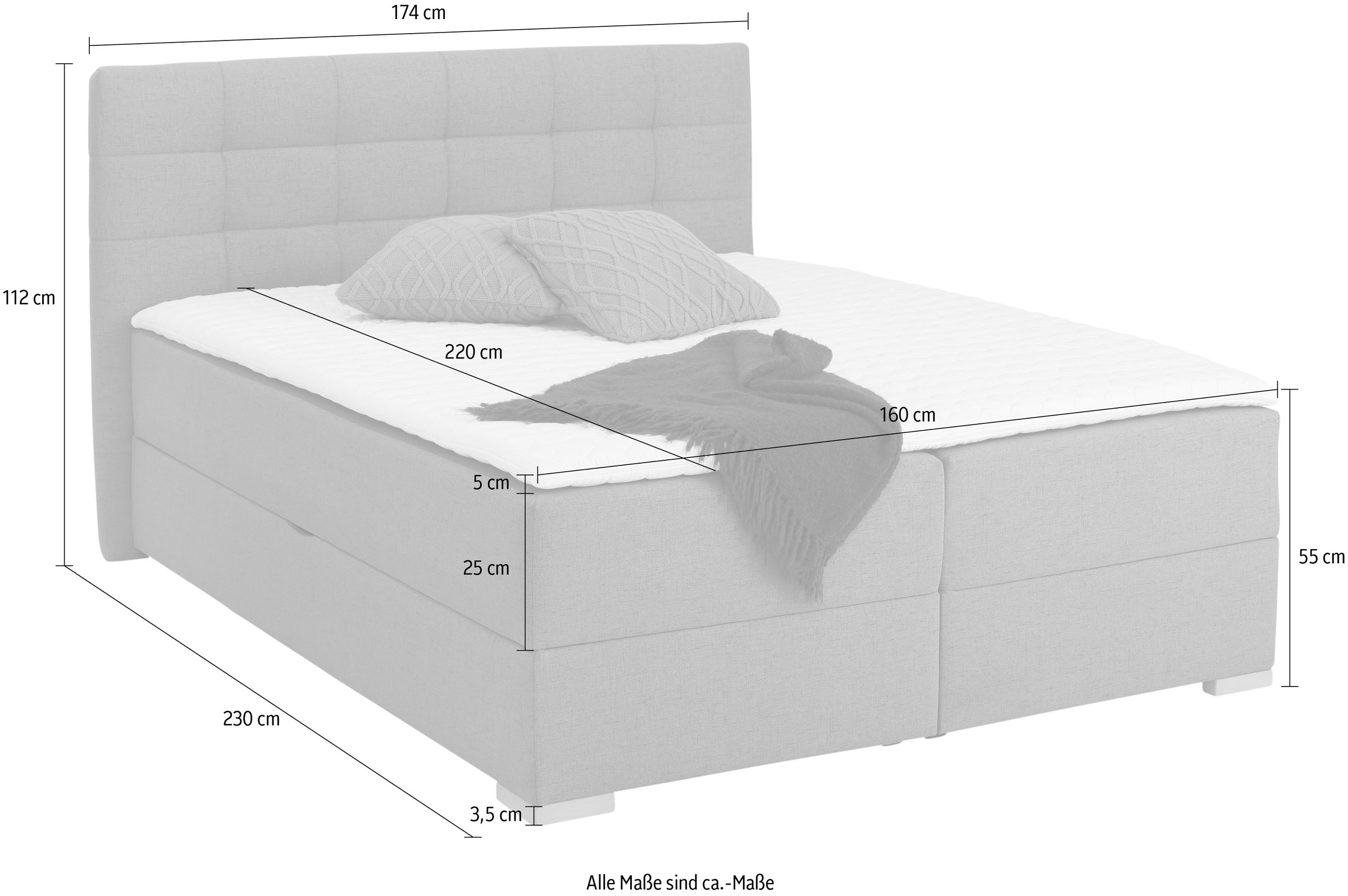 Home affaire Boxbett »Olivet«, in 4 Farben, 4 Breiten, 2 Matratzenarten, auch in Überlänge 220 cm