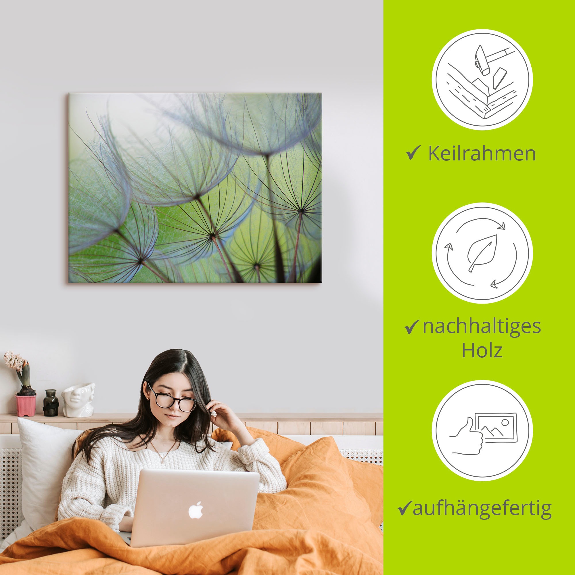 Artland Wandbild »Pusteblumen-Samen II«, Blumen, (1 St.), als Leinwandbild, Poster in verschied. Größen