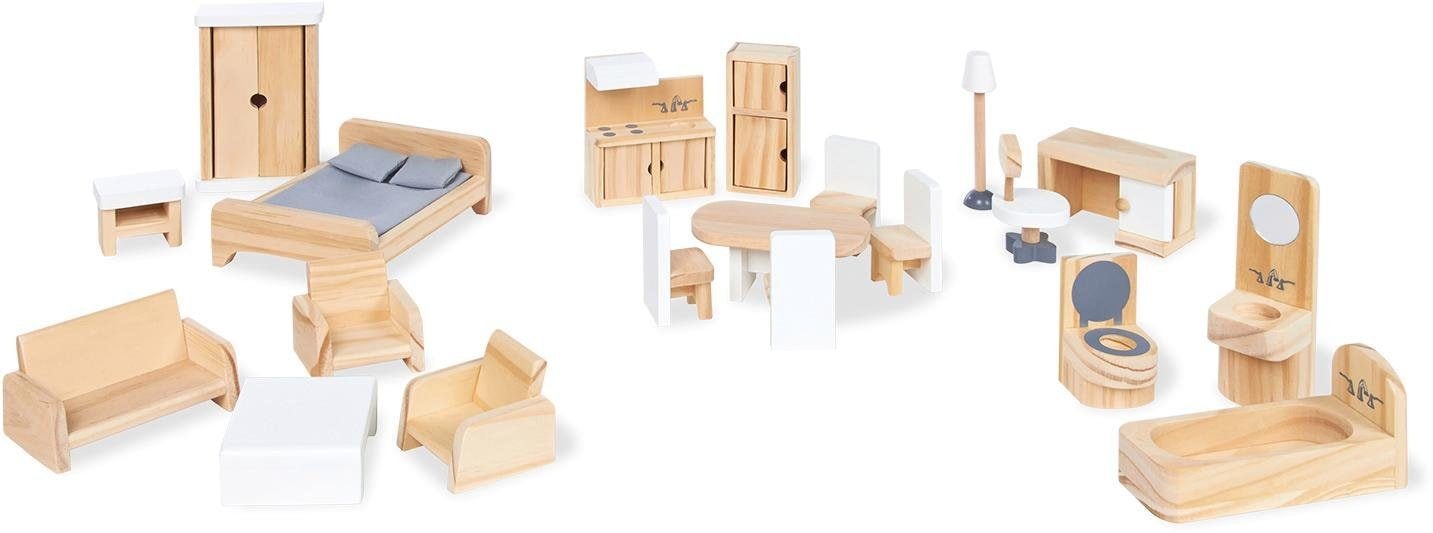 Puppenhausmöbel »Puppenhauseinrichtung aus Holz«, (Set, 20 tlg.), aus Holz