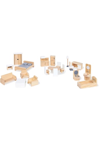 Puppenhausmöbel »Puppenhauseinrichtung aus Holz«, (Set, 20 tlg.)