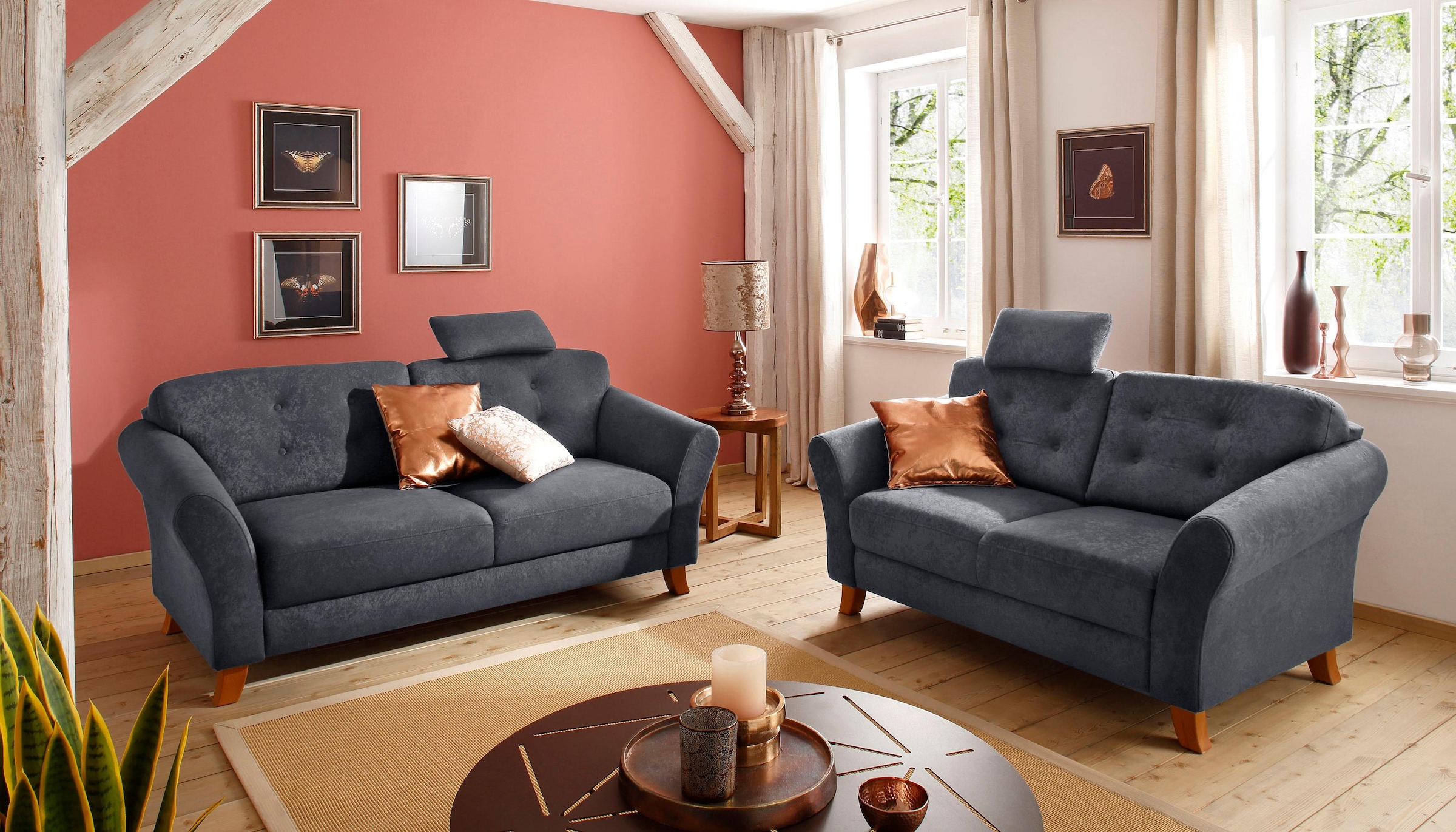 Home affaire 3-Sitzer »Trondheim« mit Federkern, Knopfheftung im Rücken