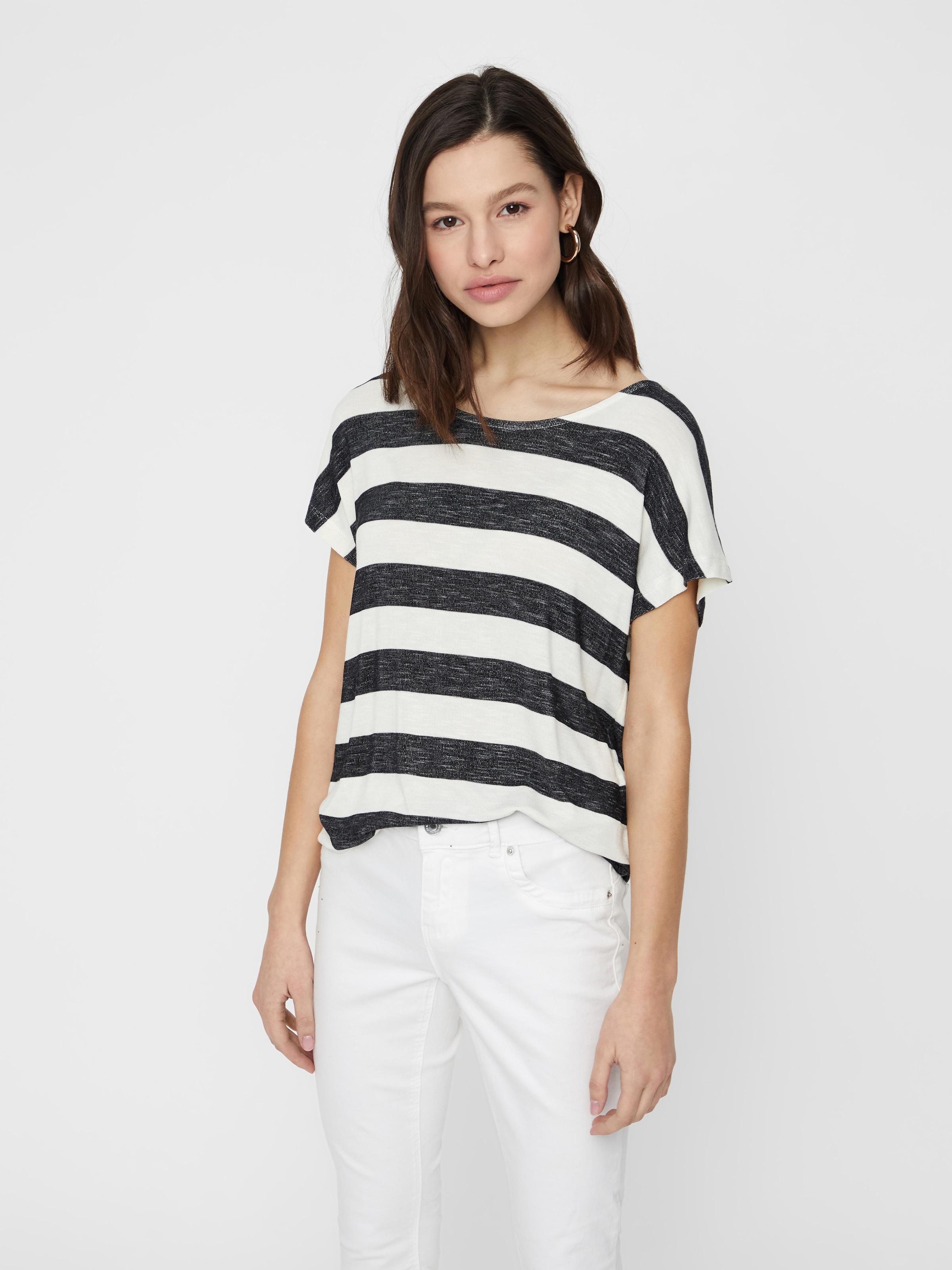 Vero Moda Kurzarmshirt "VMWIDE STRIPE SL TOP GA JRS NOOS" Viskosemischung günstig online kaufen