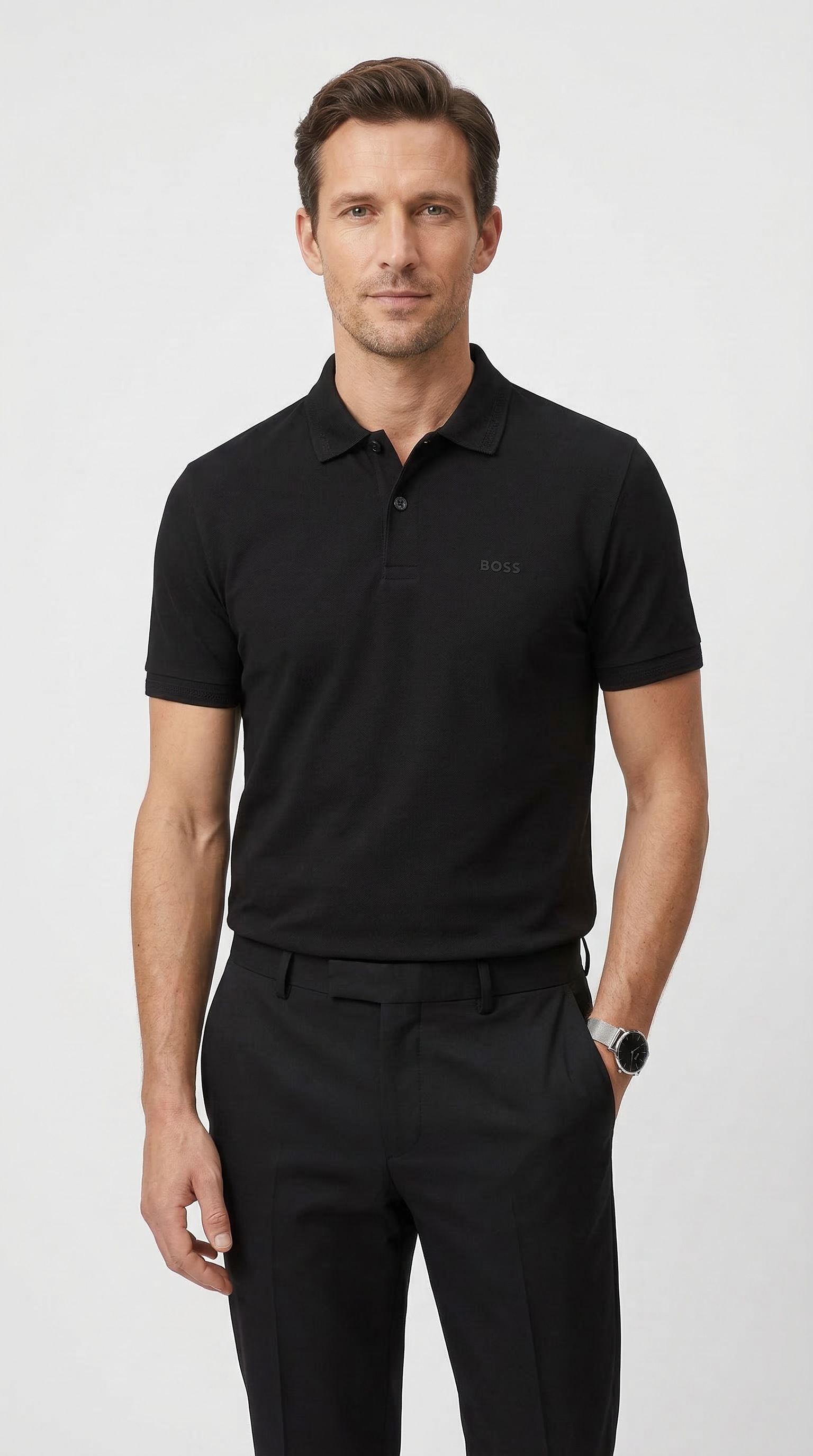 Poloshirt BOSS GREEN "Pio", Herren, Gr. XXL, schwarz, Jersey, Obermaterial: 100% Baumwolle, unifarben, regular fit normal, hoch geschlossener Ausschnitt, eingesetzt Bündchen, Shirts, mit Polokragen