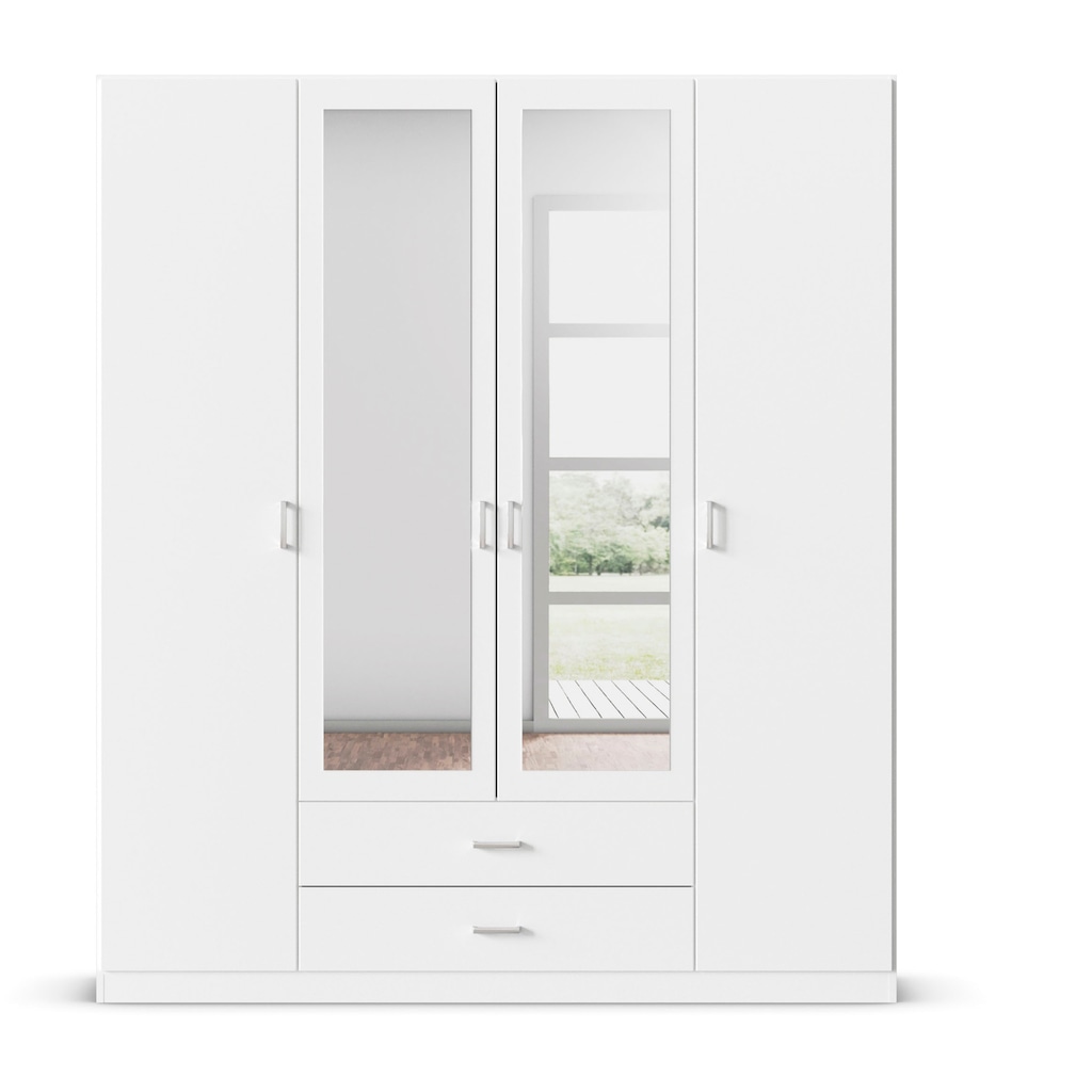 rauch Kleiderschrank »Gamma Drehtürenschrank Garderobe Schrank mit Spiegel«, in schlichtem Design mit Schubkästen und Spiegel, in 3 Breiten