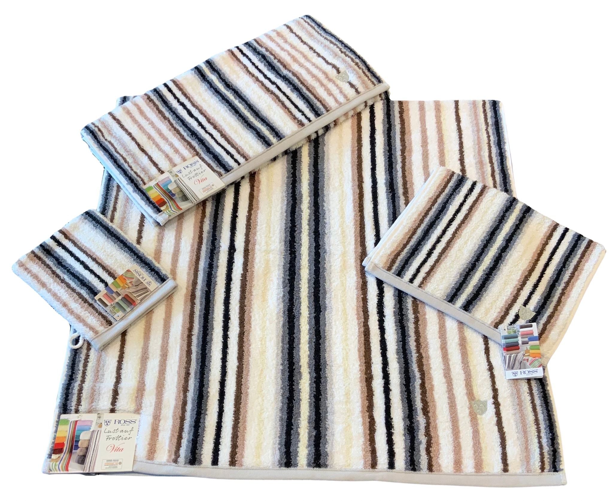 ROSS Saunatuch "Multicolor" mit Streifen und gesticktem ROSS-Emblem günstig online kaufen