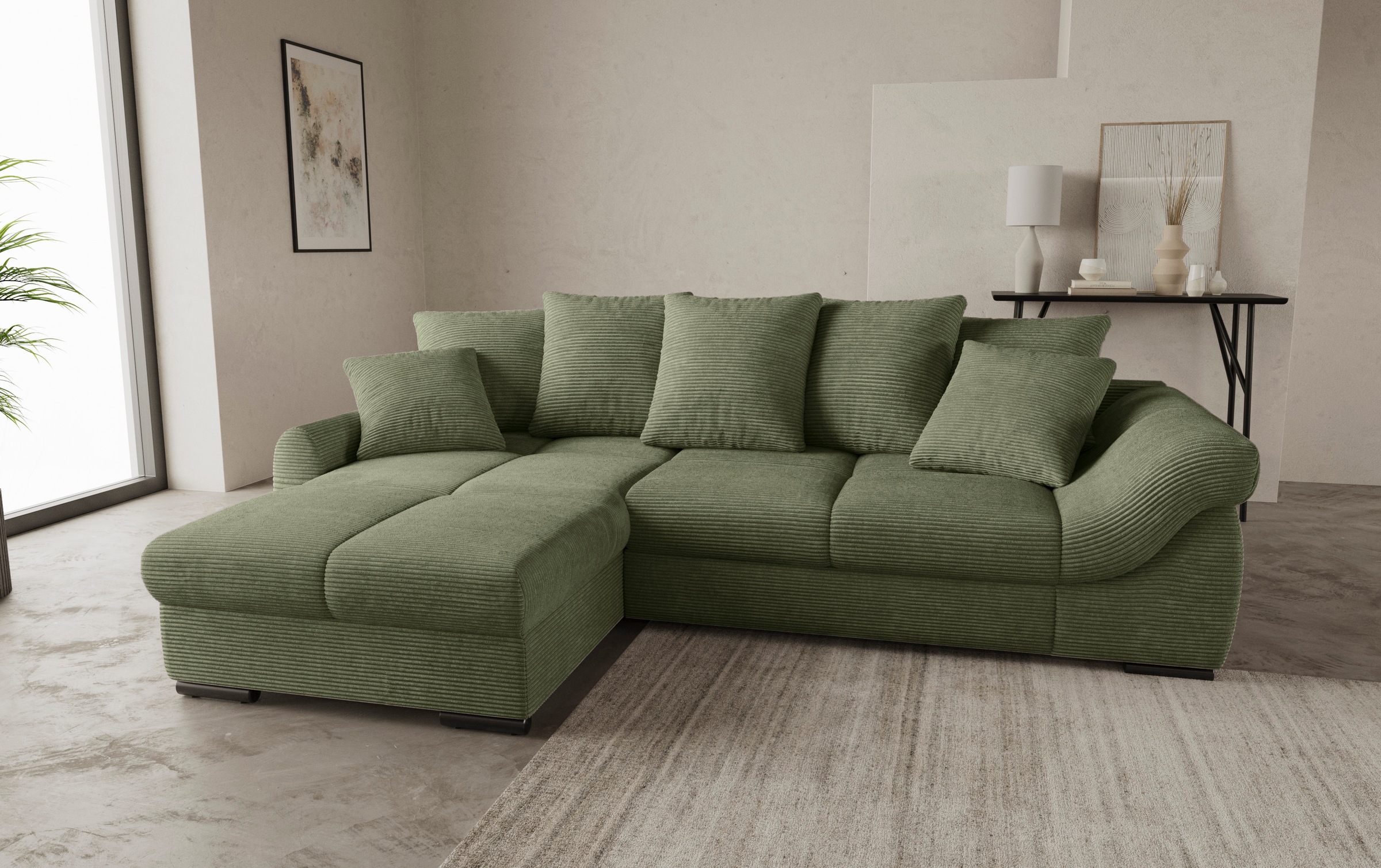 Mr. Couch Ecksofa "Livorno L-Form", inkl. Hochschläfer-Bettauszug, XL-Bettk günstig online kaufen