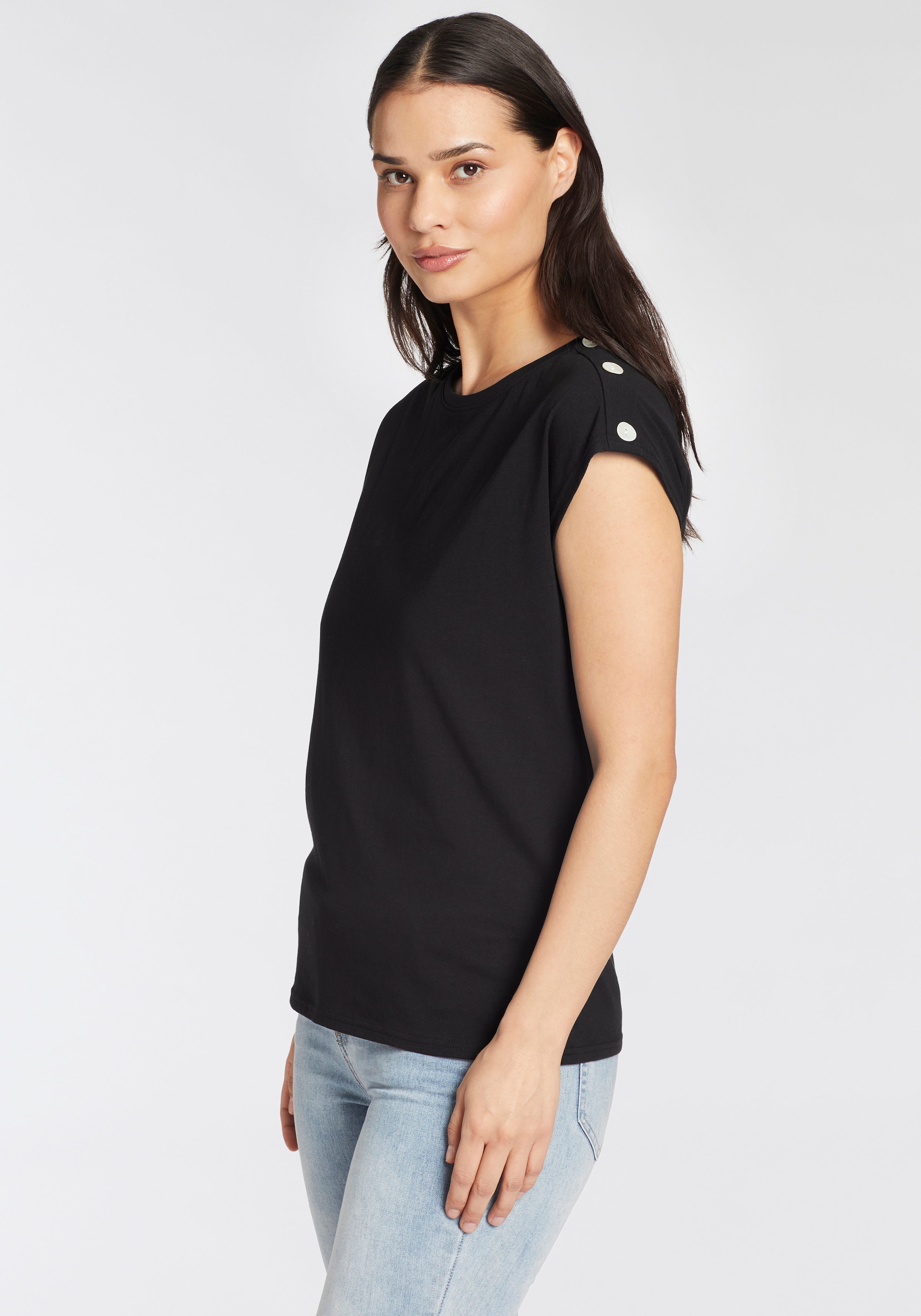 Laura Scott T-Shirt, mit Zierknöpfen