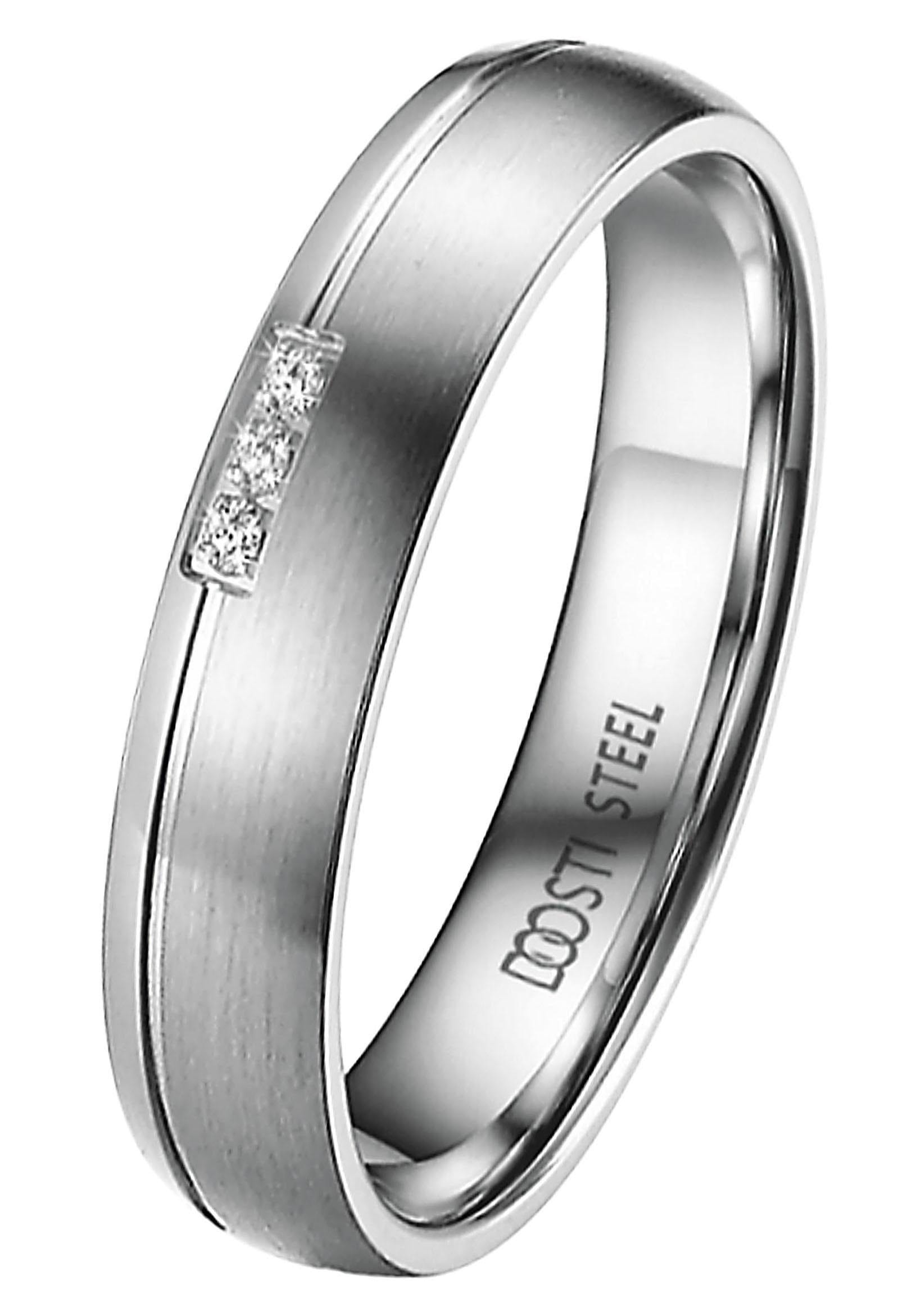 DOOSTI Trauring »Schmuck Geschenk Edelstahl Trauring Ehering Partnerring LIEBE«, Made in Germany, wahlweise mit oder ohne Zirkonia