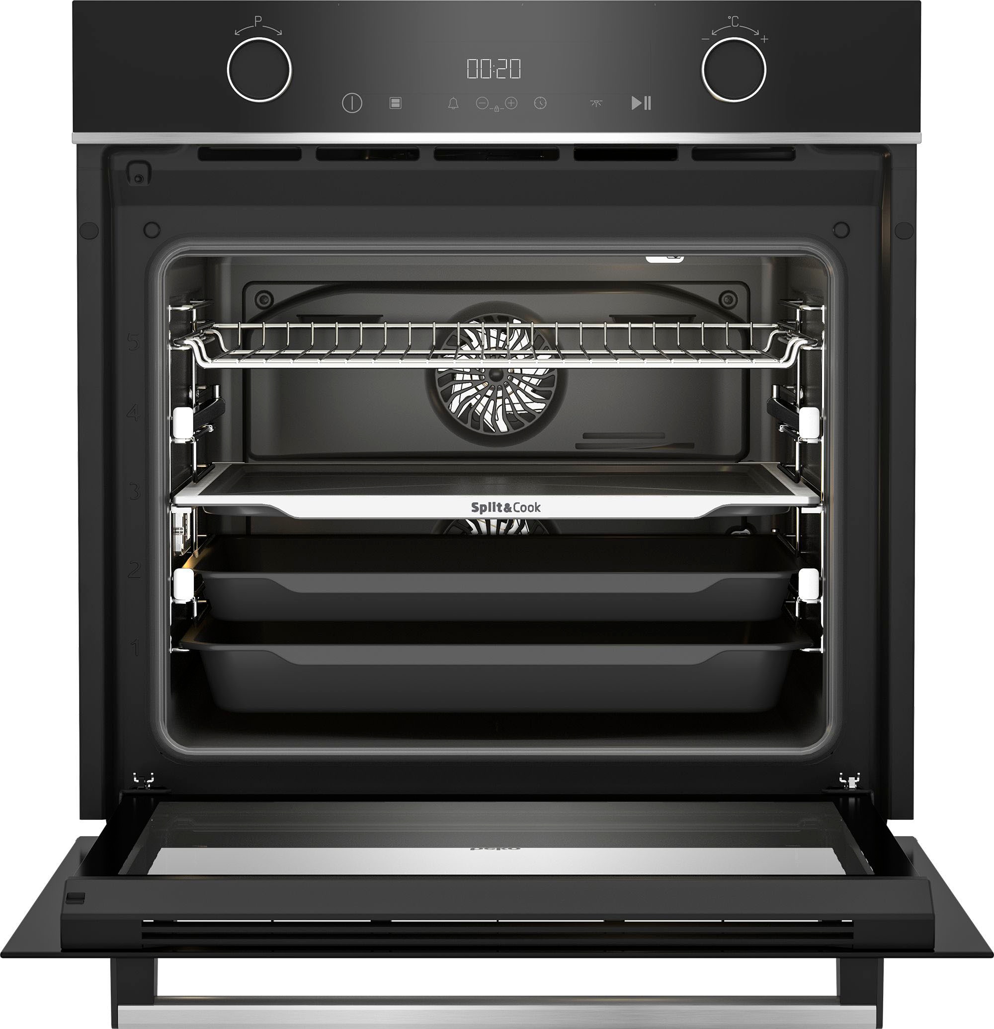 BEKO Einbaubackofen »BBVM13400XDS«, BBVM13400XDS, mit 2-fach-Teleskopauszug, SteamShine, Split&Cook