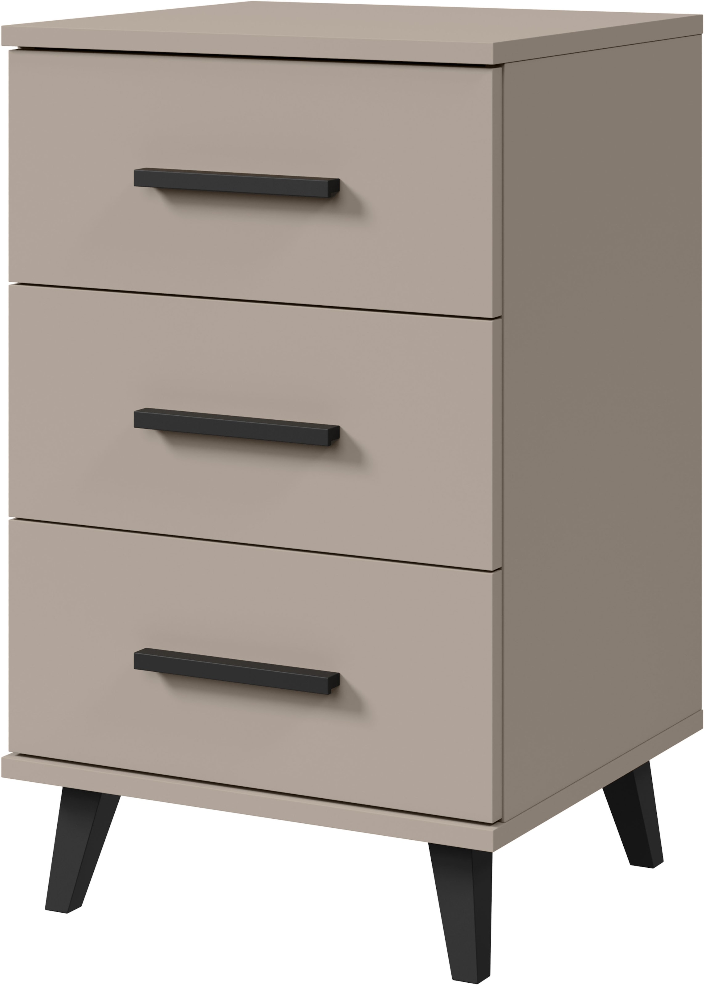 INOSIGN Nachtkommode »Lagos, 2 Nachtschränke, 3 Schubladen, schwarze Griffe & Füße«, (Set, 2 St.), modernes Design, B/T/H je 40/35/65 cm, pflegeleichte Oberfläche